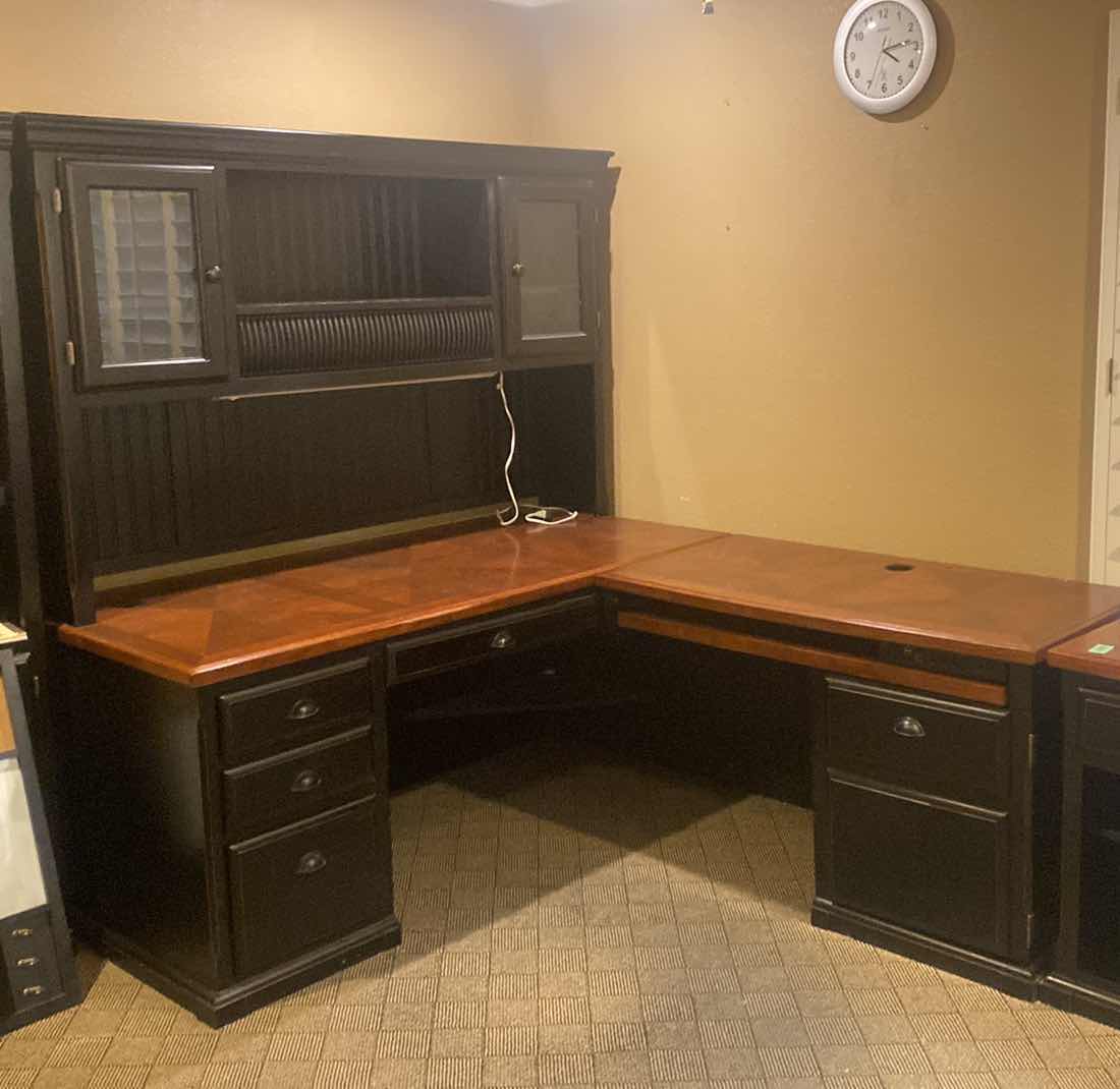 Photo 1 of DARK WOOD CORNER DESK WITH HUTCH 67” x 32” H30”