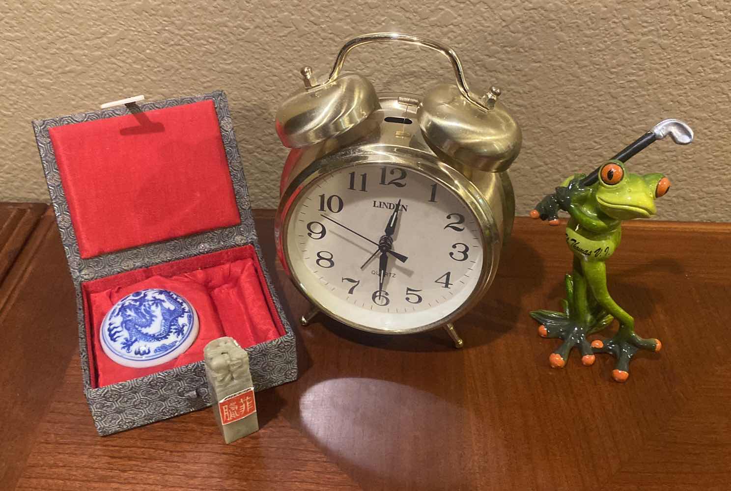 Photo 1 of ASIAN SOUVENIR, CLOCK H8” & CERAMIC FROG SOUVENIR