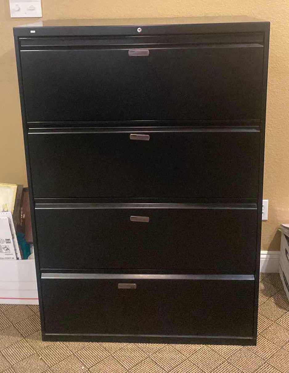 Photo 1 of HON 4 DRAWER BLACK LEGAL FILE CABINET 36“ x 18” H53” - NO KEYS