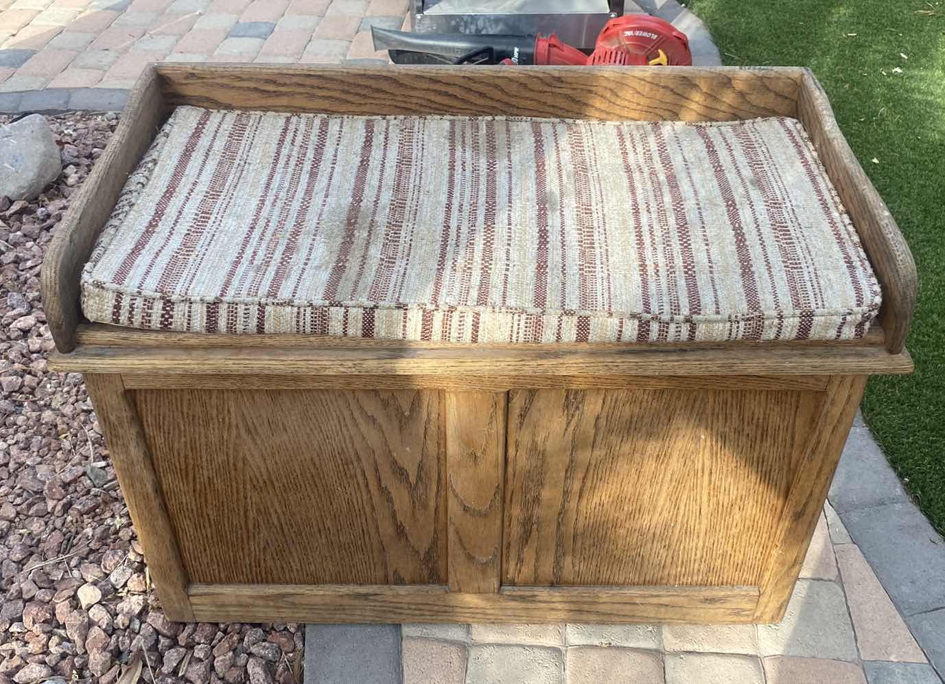 Photo 1 of OAK STORAGE BENCH WITH CUSHION 37” x 20” H25”