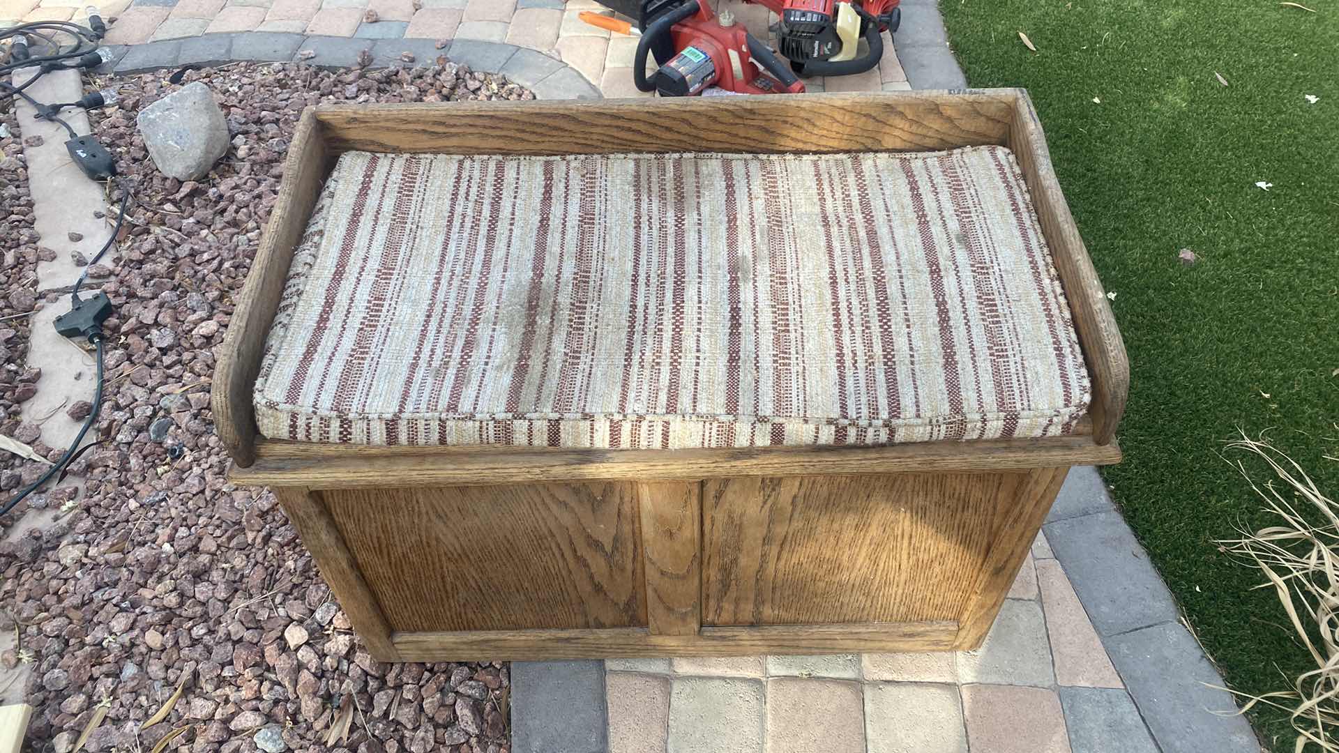 Photo 2 of OAK STORAGE BENCH WITH CUSHION 37” x 20” H25”