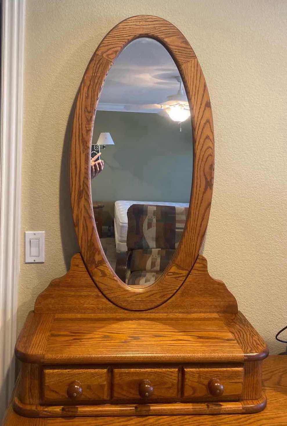 Photo 1 of OAK MIRROR WITH 3 DRAWERS 30“ x 14“ H48”