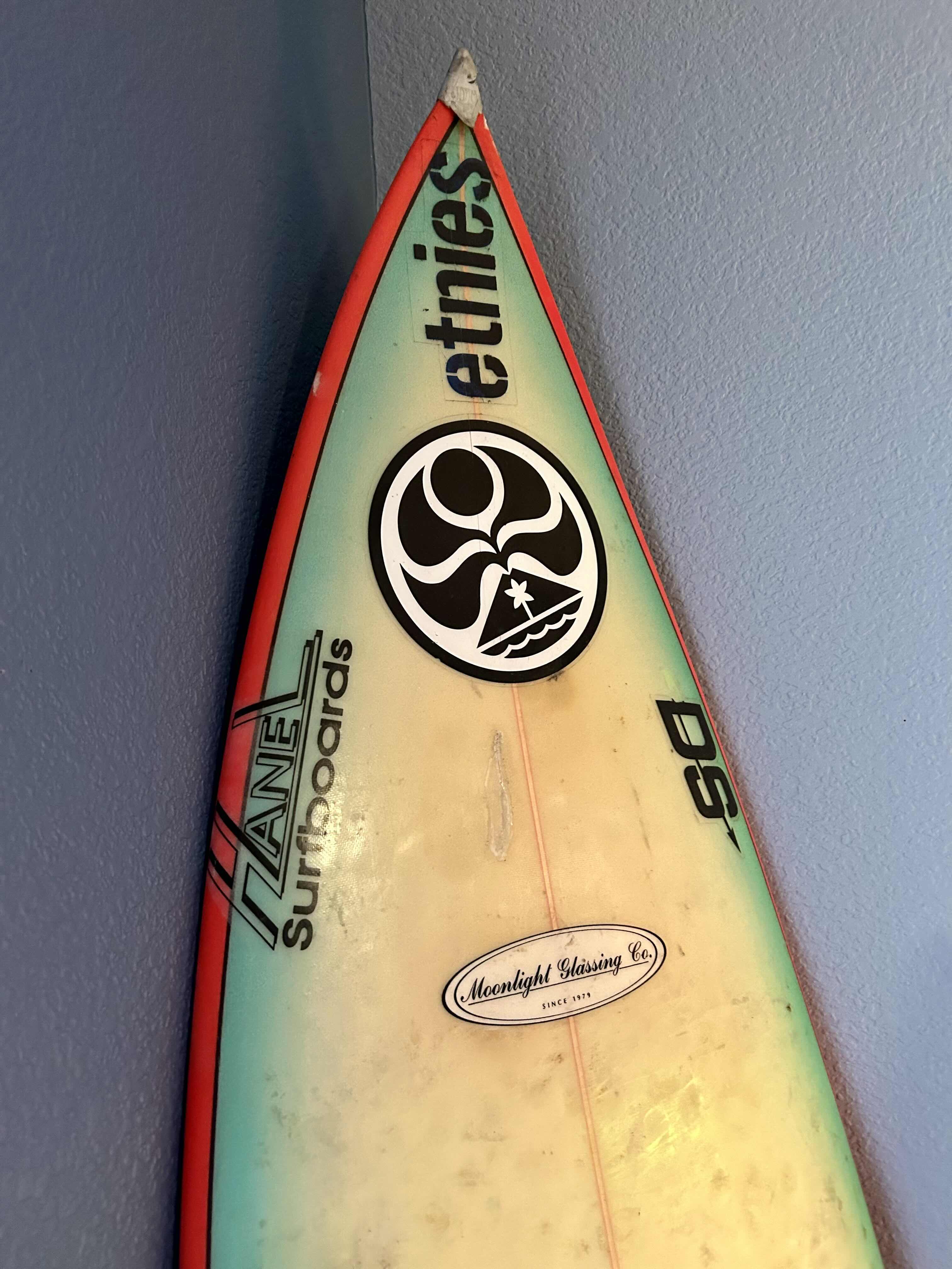 Photo 2 of MOONLIGHT GLASSING CO. SURF BOARD TRI-FIN 76”