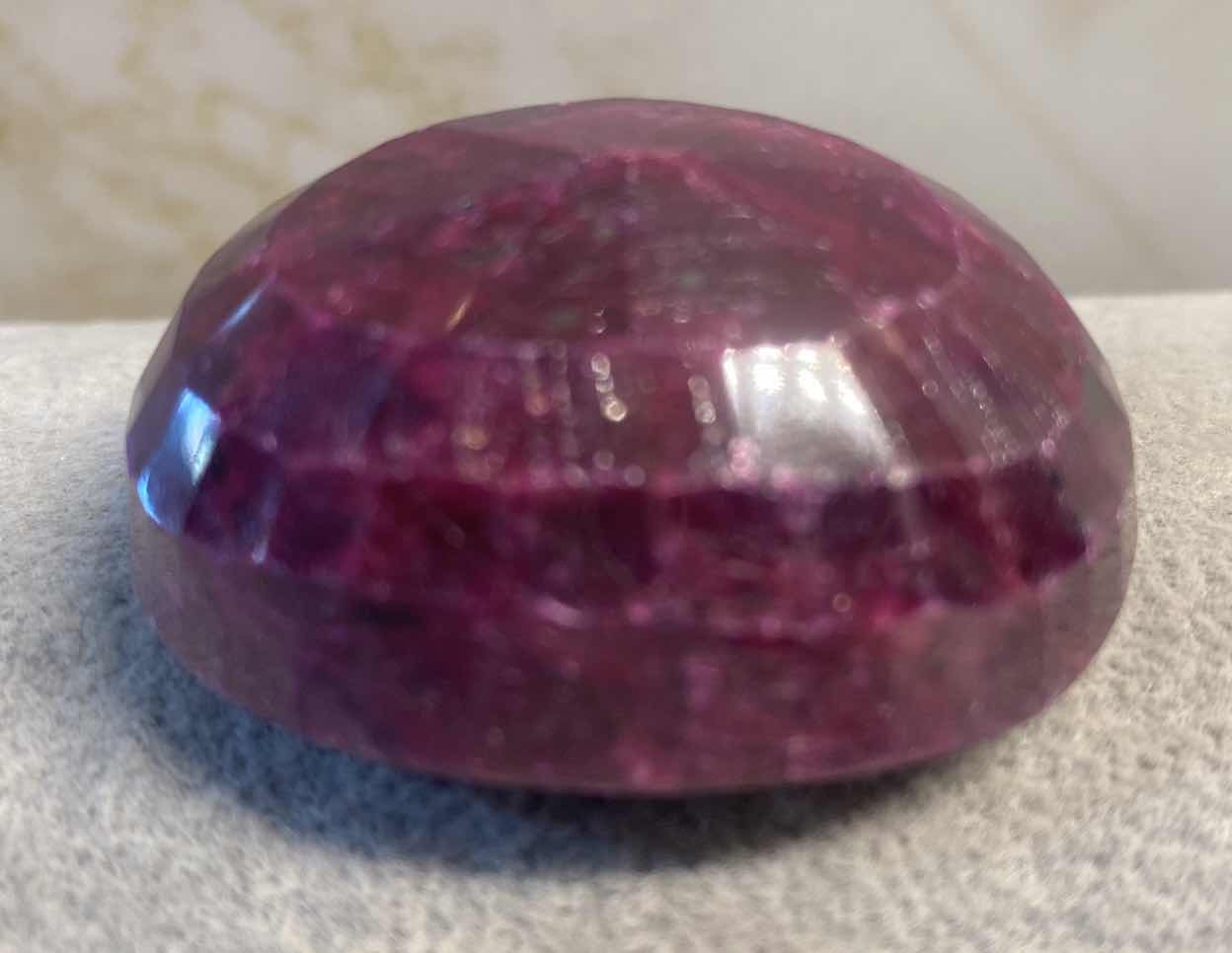 Photo 2 of RUBY CORUNDUM OVAL FACETED 342.5 cts GEMSTONE GLA CERTIFIED 111412