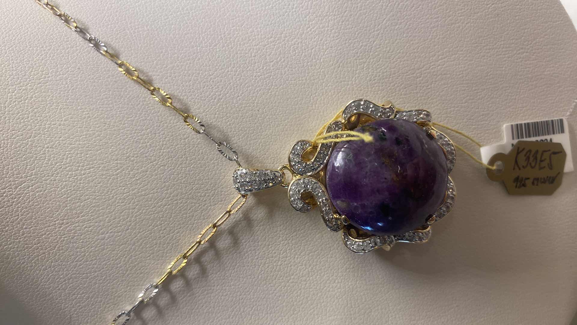 Photo 2 of 925 STERLING SILVER W/YELLOW GOLD OVERLAY NECKLACE W/STAR RUBY CORUNDUM EST. 65 ctw & SAPPHIRE CORUNDUM EST 1.20 ctw GGA APPRAISAL K43J5