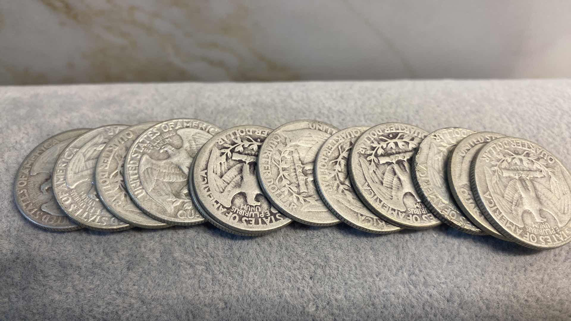 Photo 1 of 12-90% SILVER QUARTERS FROM MID 1900’s (VARIOUS YEARS)