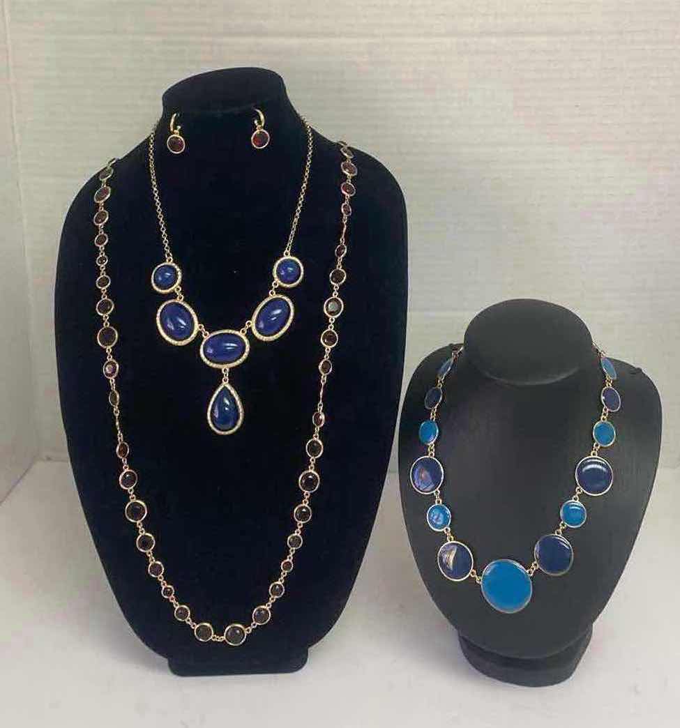 Photo 1 of 4-COSTUME JEWELRY 3 NECKLACES 1 EARRINGS