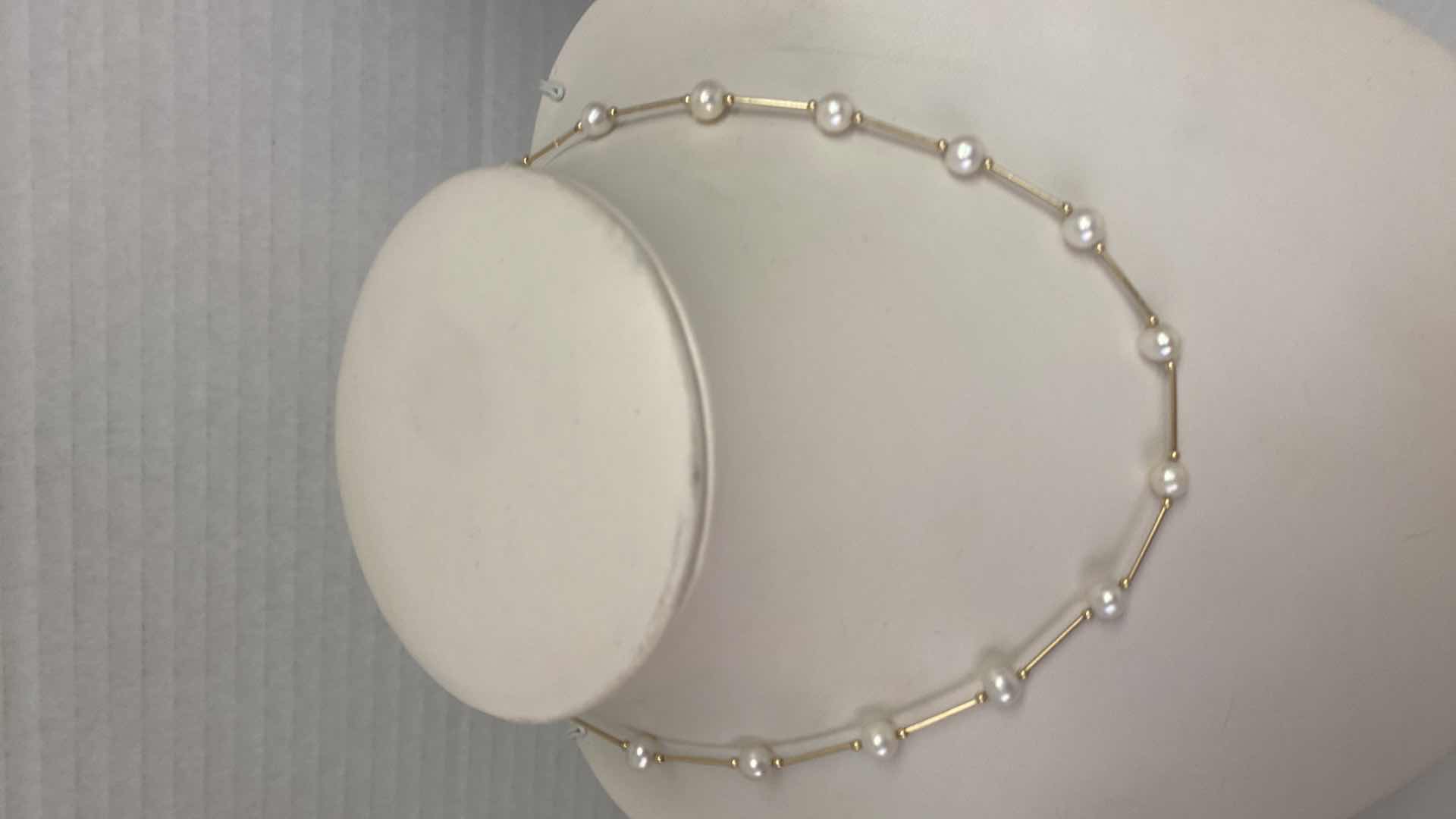 Photo 2 of FINE JEWELRY PEARL NECKLACE 15”14K OVERLAY & EARRINGS