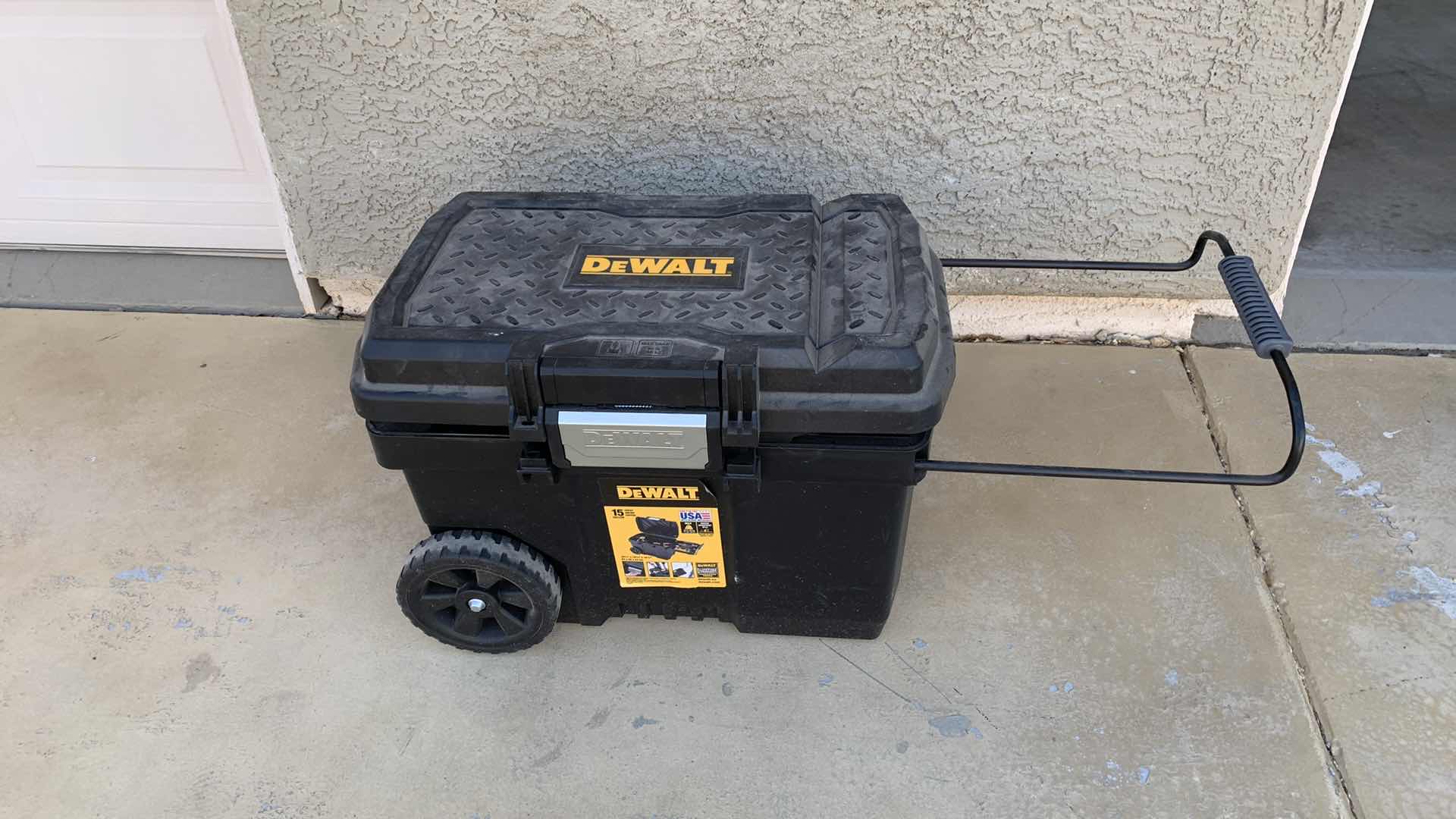 Photo 1 of DEWALT 15 GALLON TOOLBOX WITH ROLLERS