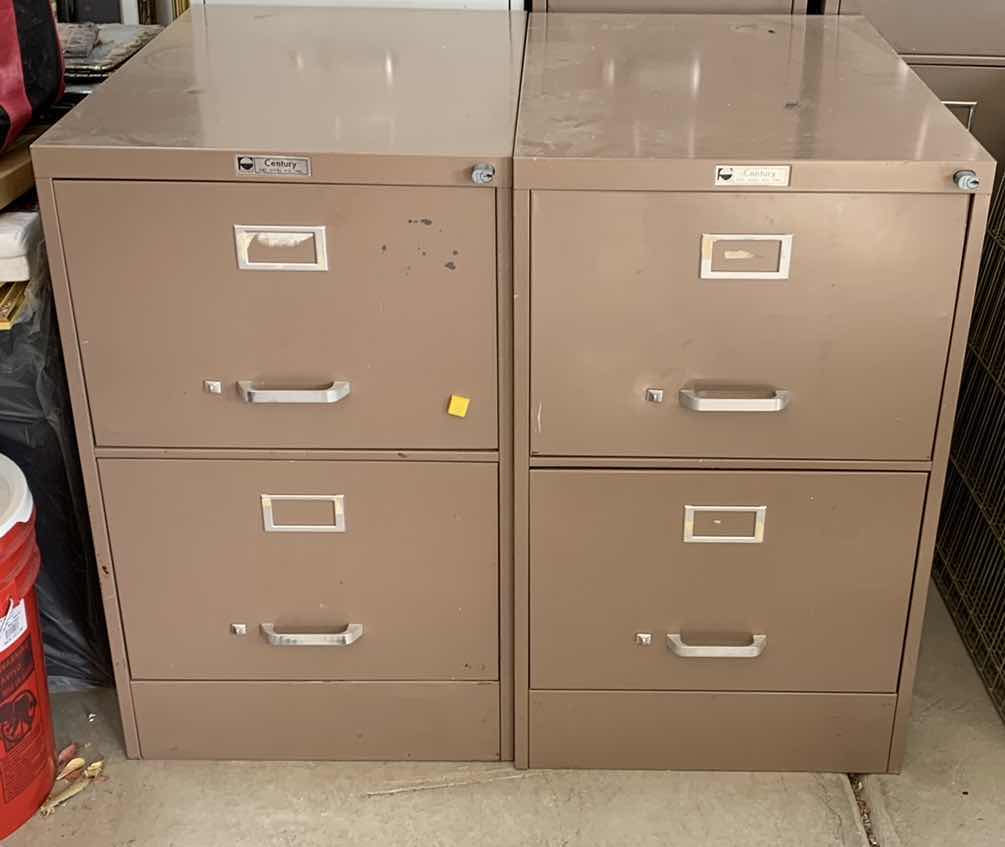 Photo 1 of 2-WIDE CENTURY METAL FILING CABINETS 18” X 27” H 29”