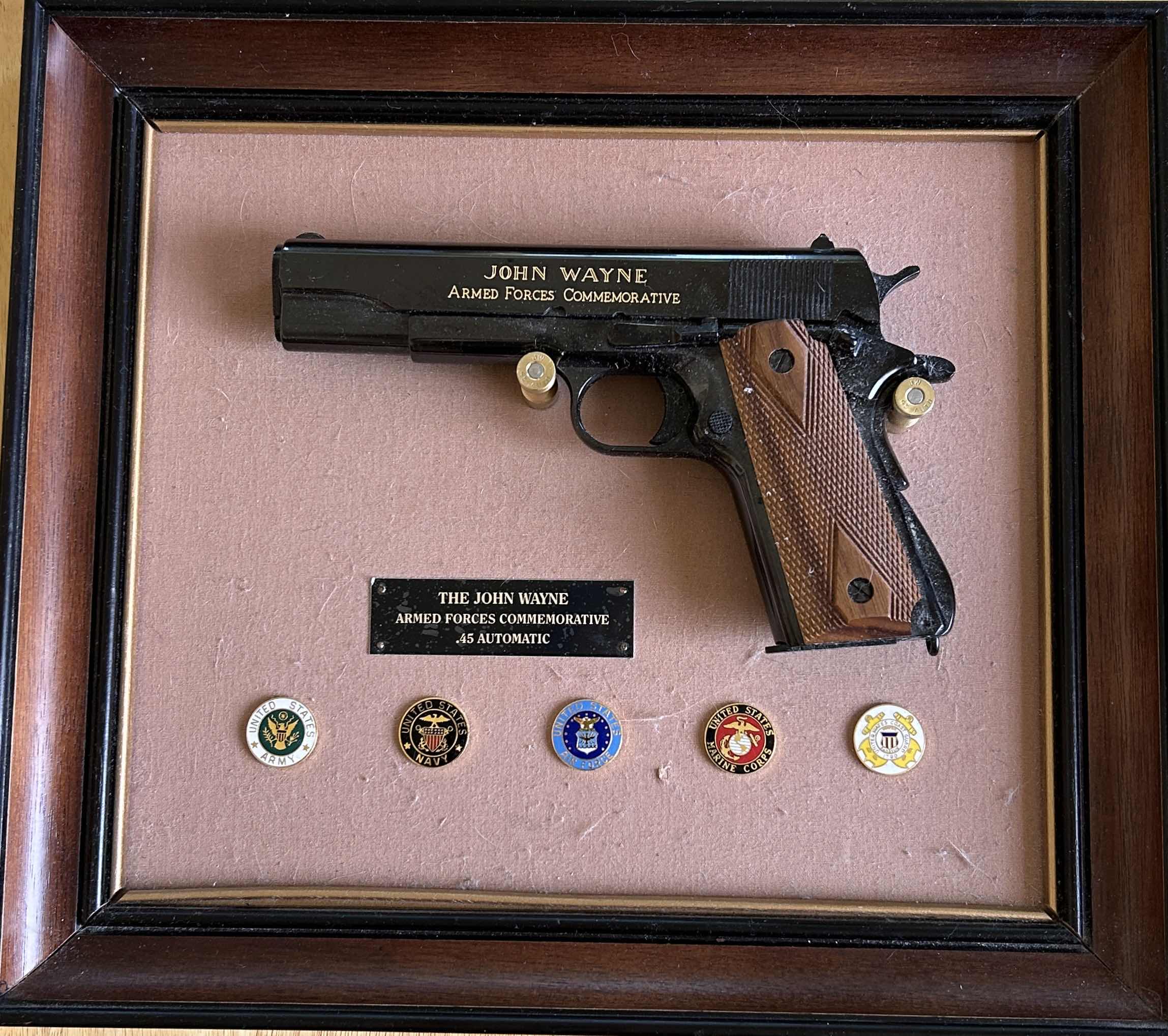 Photo 1 of FRANKLIN MINT REPLICA JOHN WAYNE ARMED FORCES COMMEMORATIVE .45 AUTOMATIC