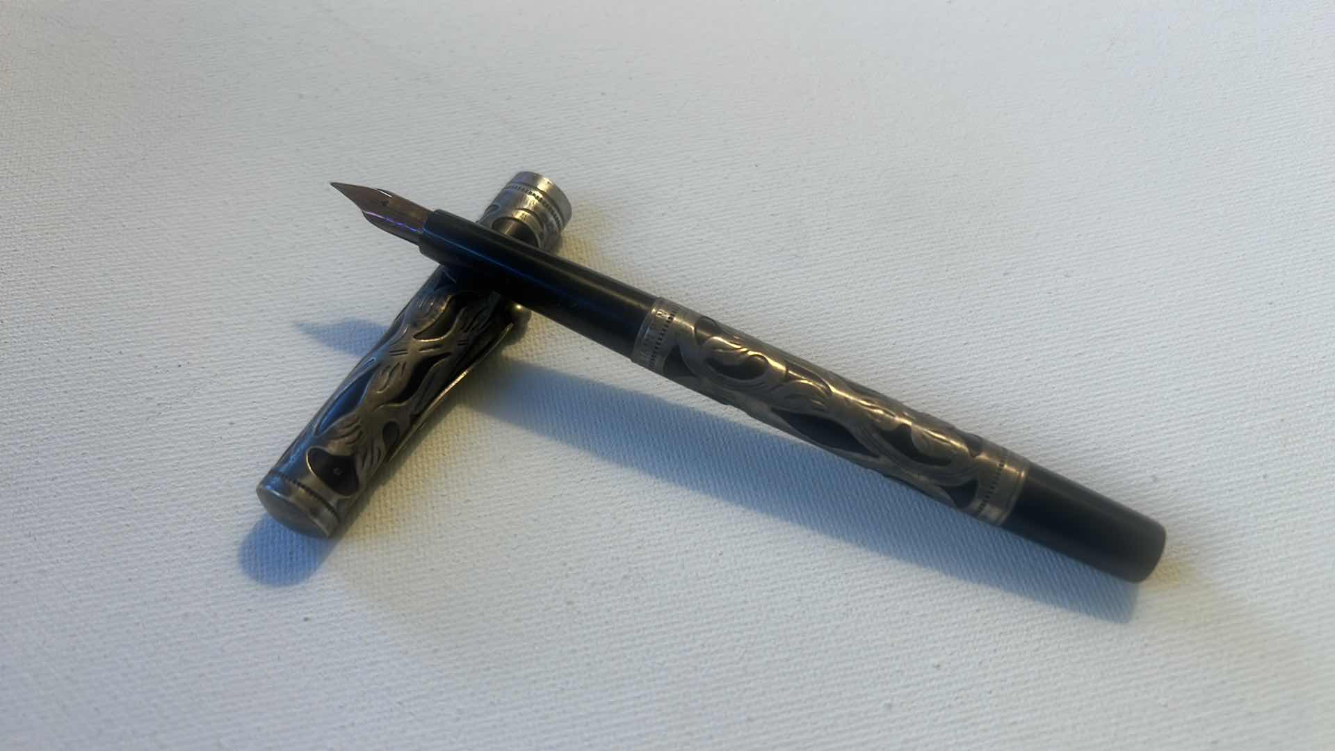 Photo 1 of VINTAGE WATERMAN 412 or 412 1/2 STERLING SILVER FILIGREE OVERLAY FOUNTAIN PEN