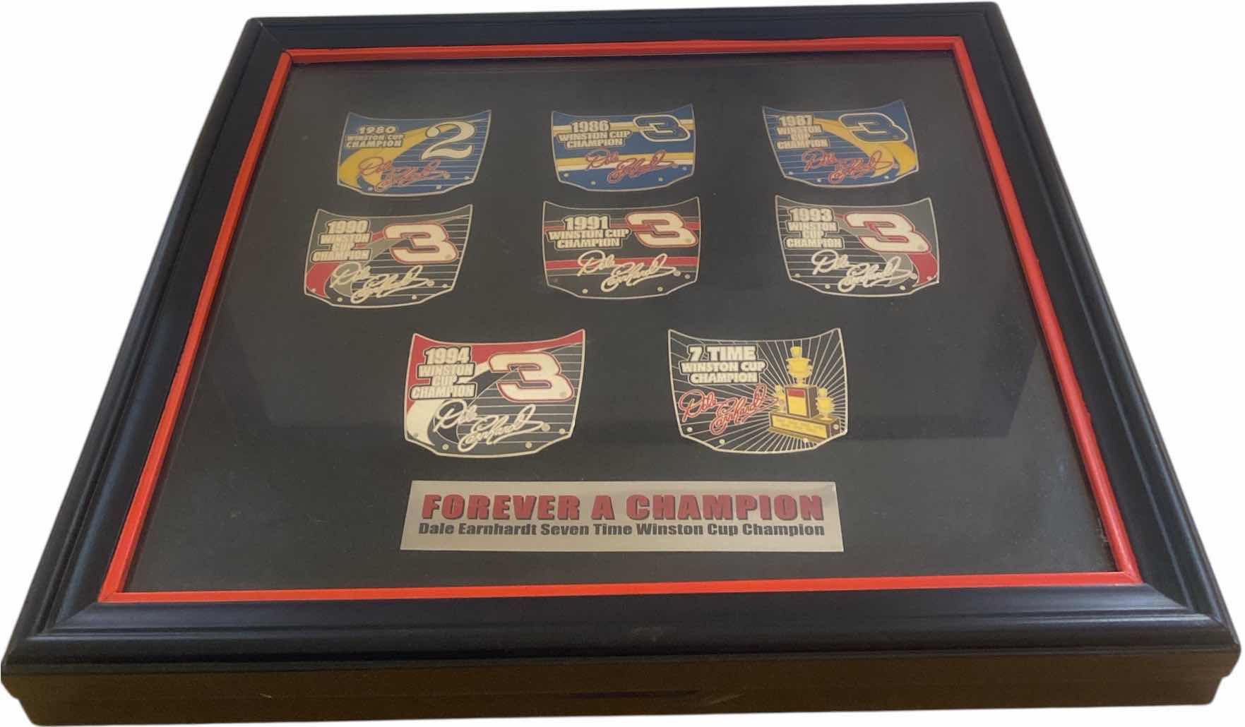 Photo 1 of FRAMED DALE EARNHARDT FOREVER A CHAMPION HOOD PIN COLLECTION 13 1/2” x 11 1/2” well