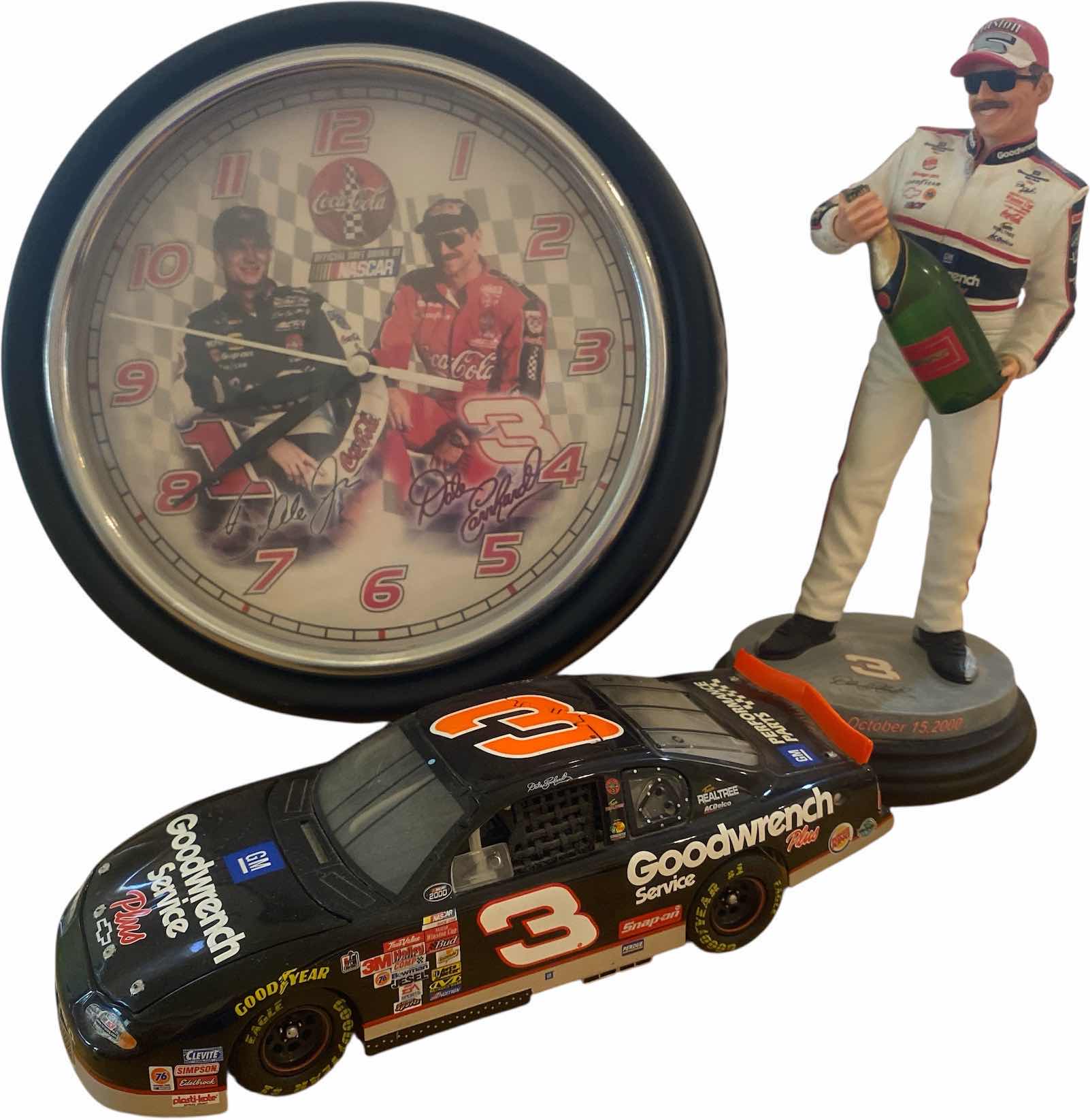 Photo 1 of 3 - DALE EARNHARDT JR. COLLECTABLES - CLOCK  9” FIGURINE H9” & CAR