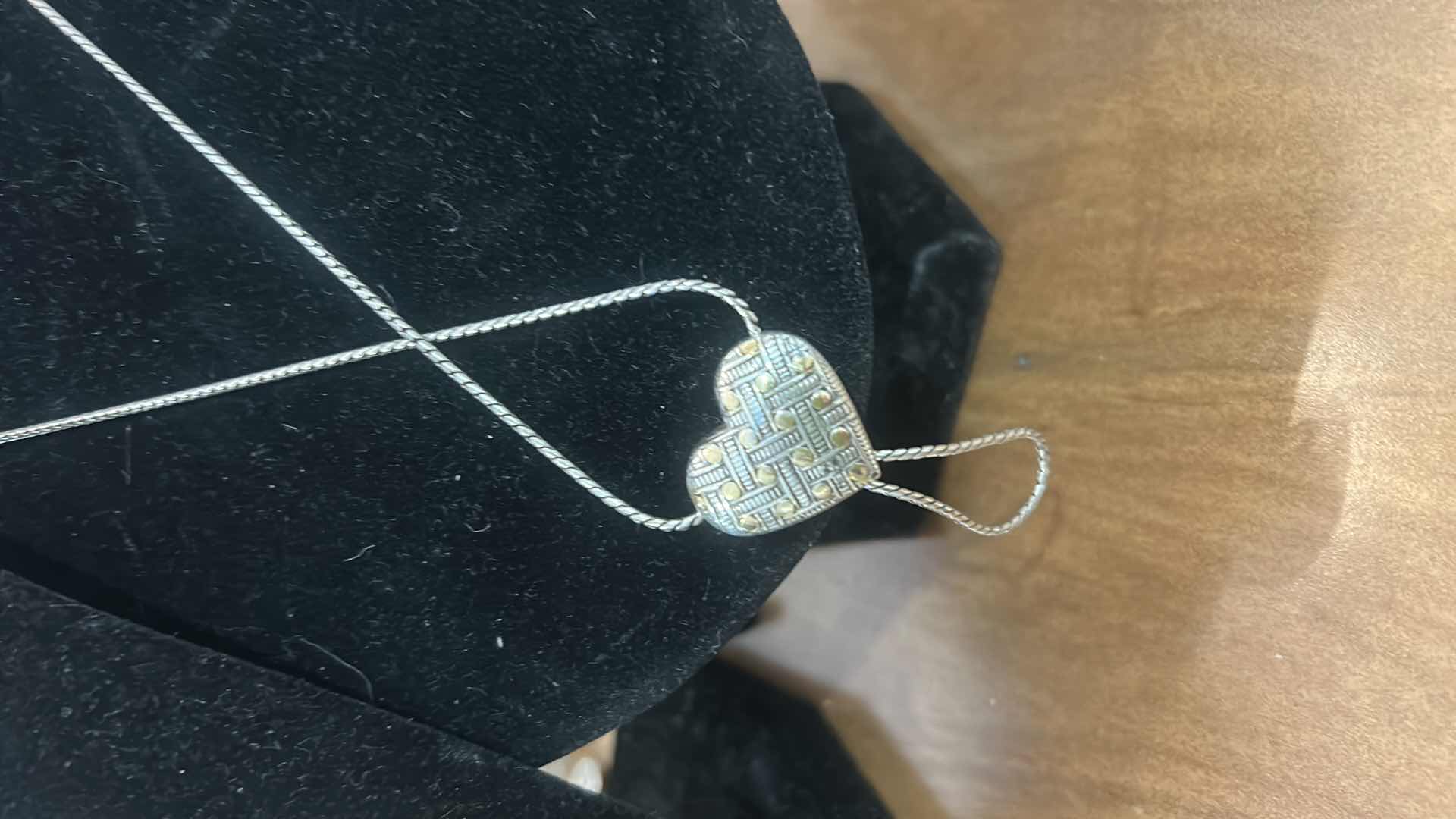 Photo 1 of 2 HEART NECKLACES: BRIGHTON SILVER-PLATED CRYSTAL LARIAT HEART NECKLACE, FEATURING A REVERSIBLE PENDANT AND A UNIQUE LOOP DESIGNED FOR CHARMS..925 STERLING CHAIN WITH CZ HEART