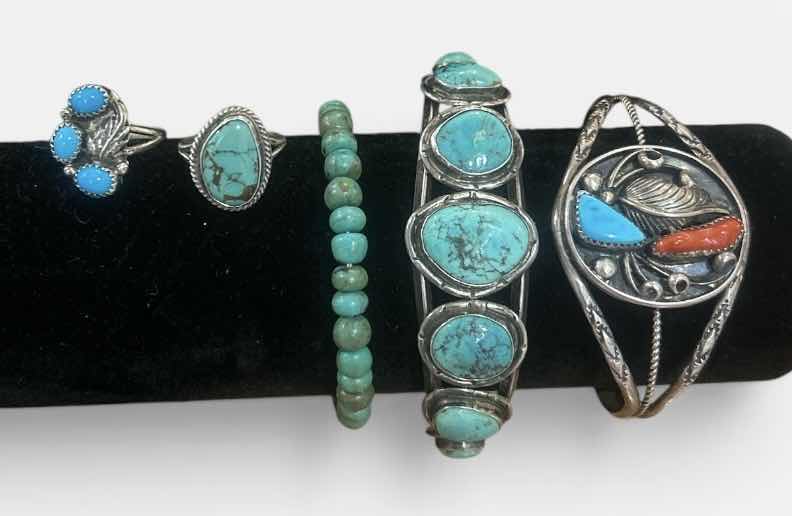 Photo 1 of FASHION JEWELRY - 3 BRACELETS AND 2 RINGS EST SIZE 7