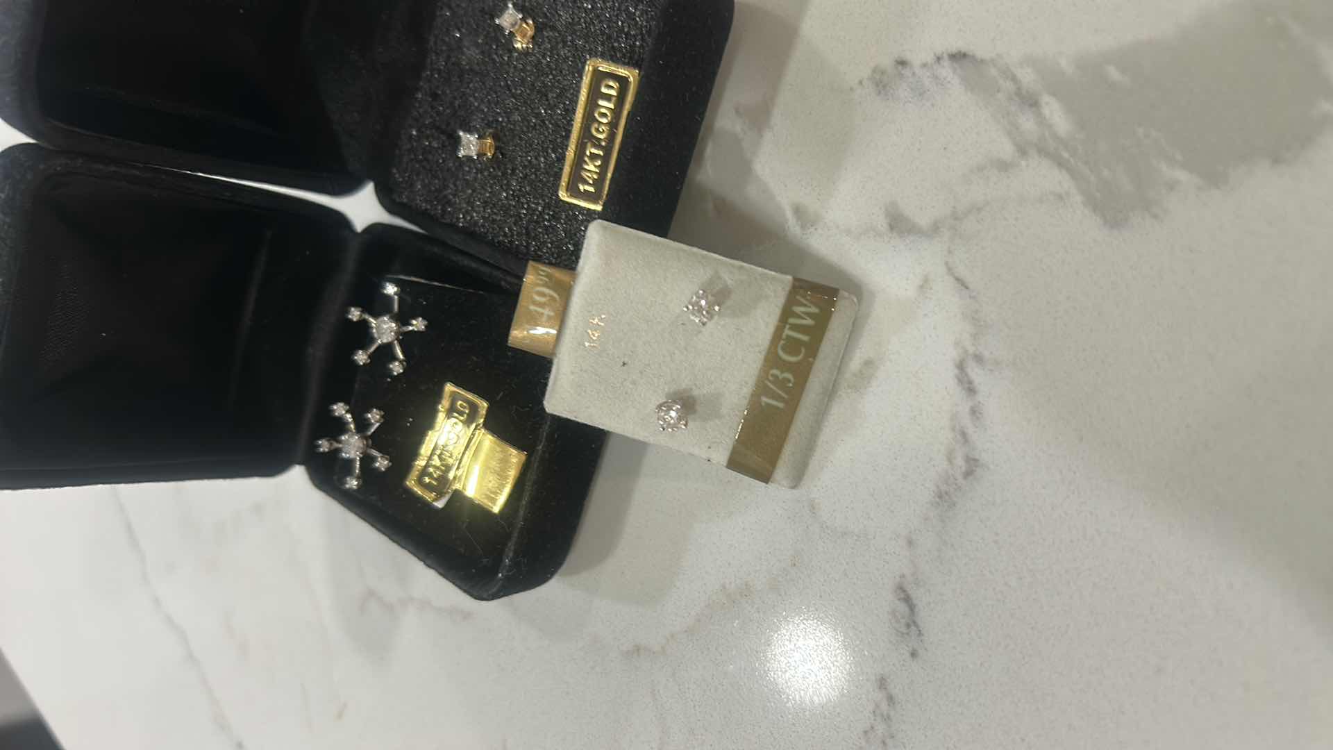 Photo 1 of 3 PAIRS OF DIAMOND EARRINGS/ ALL DIAMOND TESTED