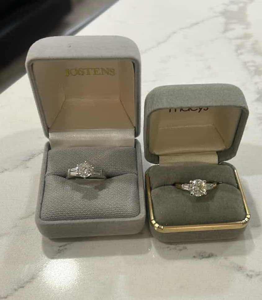 Photo 1 of 2 CUBIC ZIRCONIA RINGS EST SIZE 7 14K ELECTROPLATED