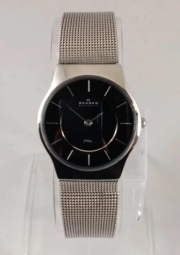 Photo 1 of KAGEN MEN'S STAINLESS STEEL ROUND WATCH, BLACK DIAL, MESH STRAP