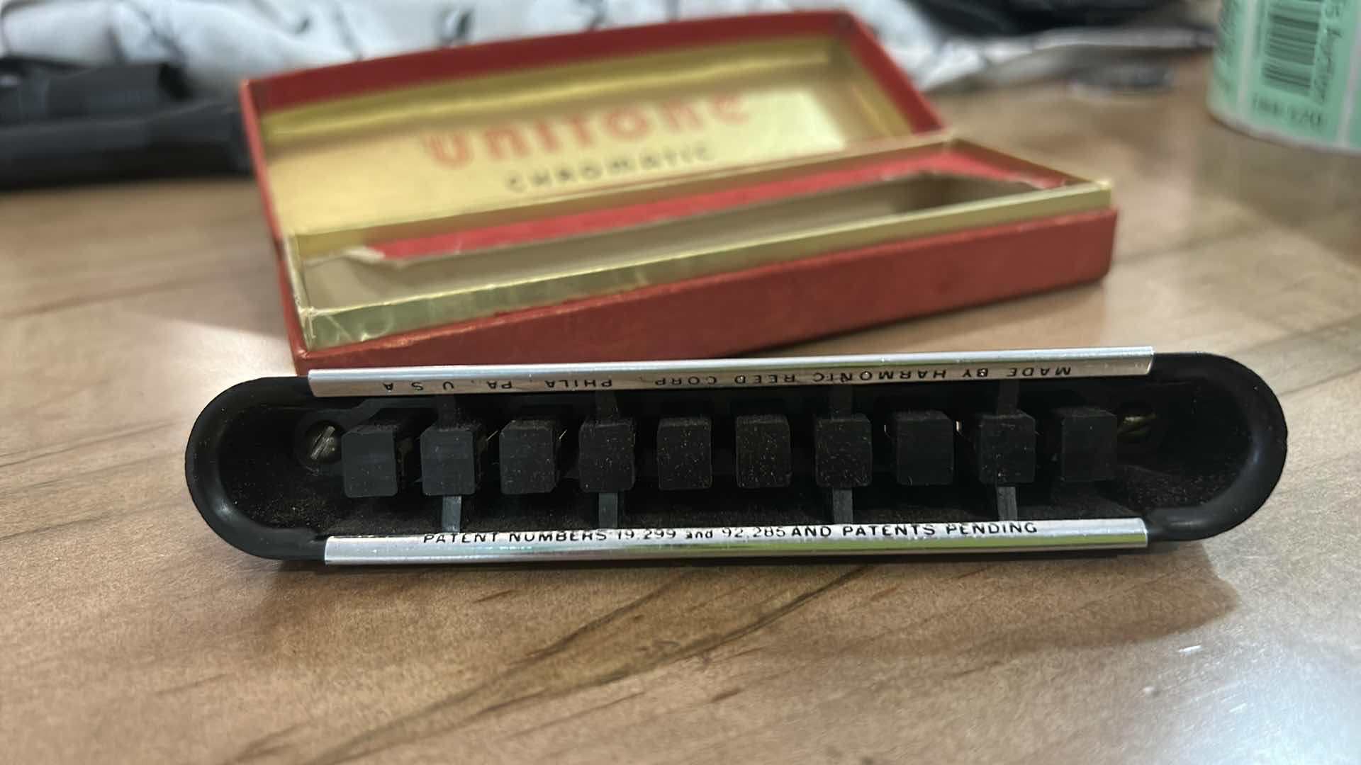 View 4 of UNITONE CHROMATIC HARMONICA (It is part of the "All American Series" and was produced shortly after 1934).