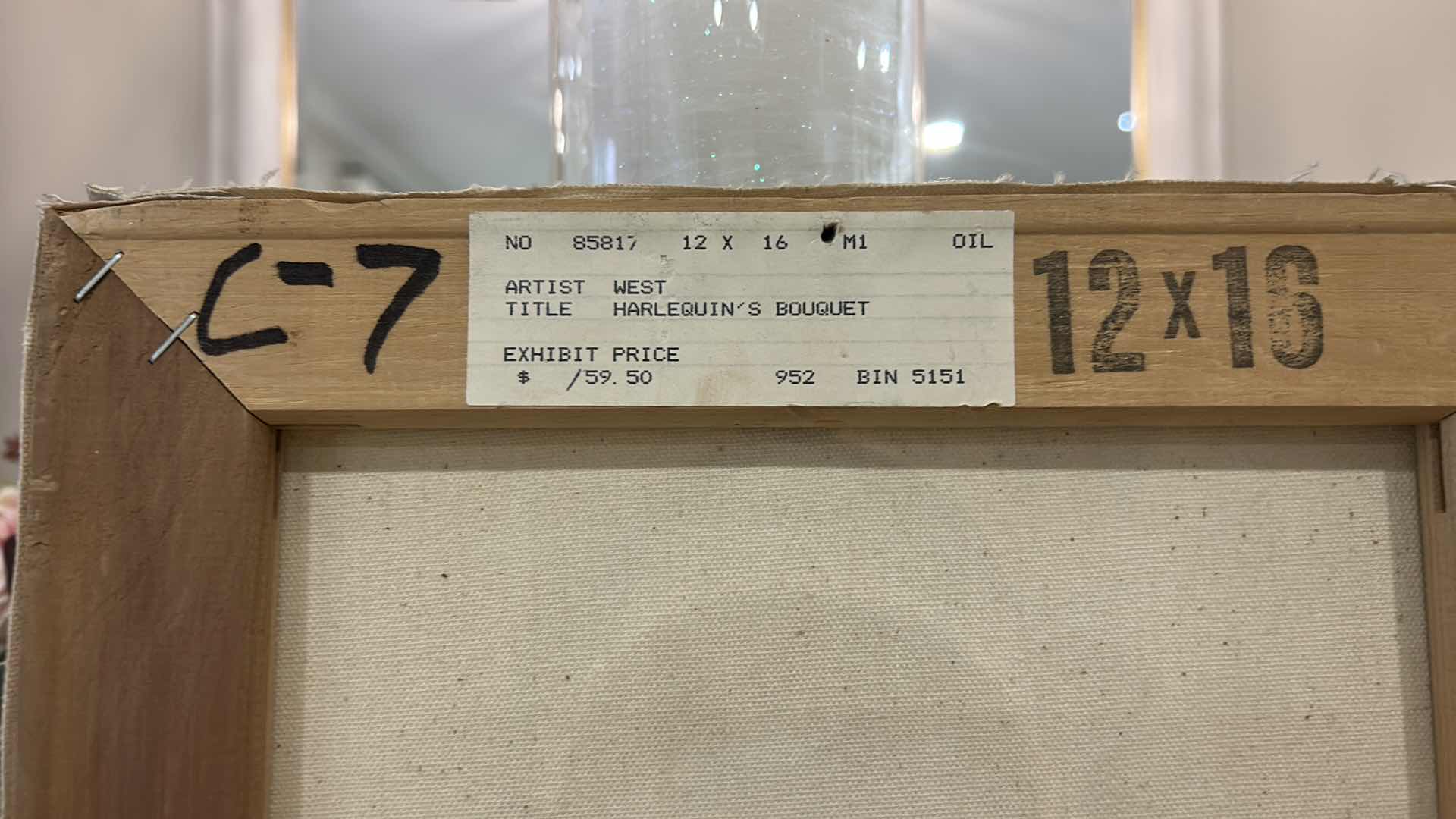 Photo 1 of UNFRAMED, SIGNED OIL ON CANVAS, HARLEQUINS BOUQUET ARTWORK CREST 12” x H16”