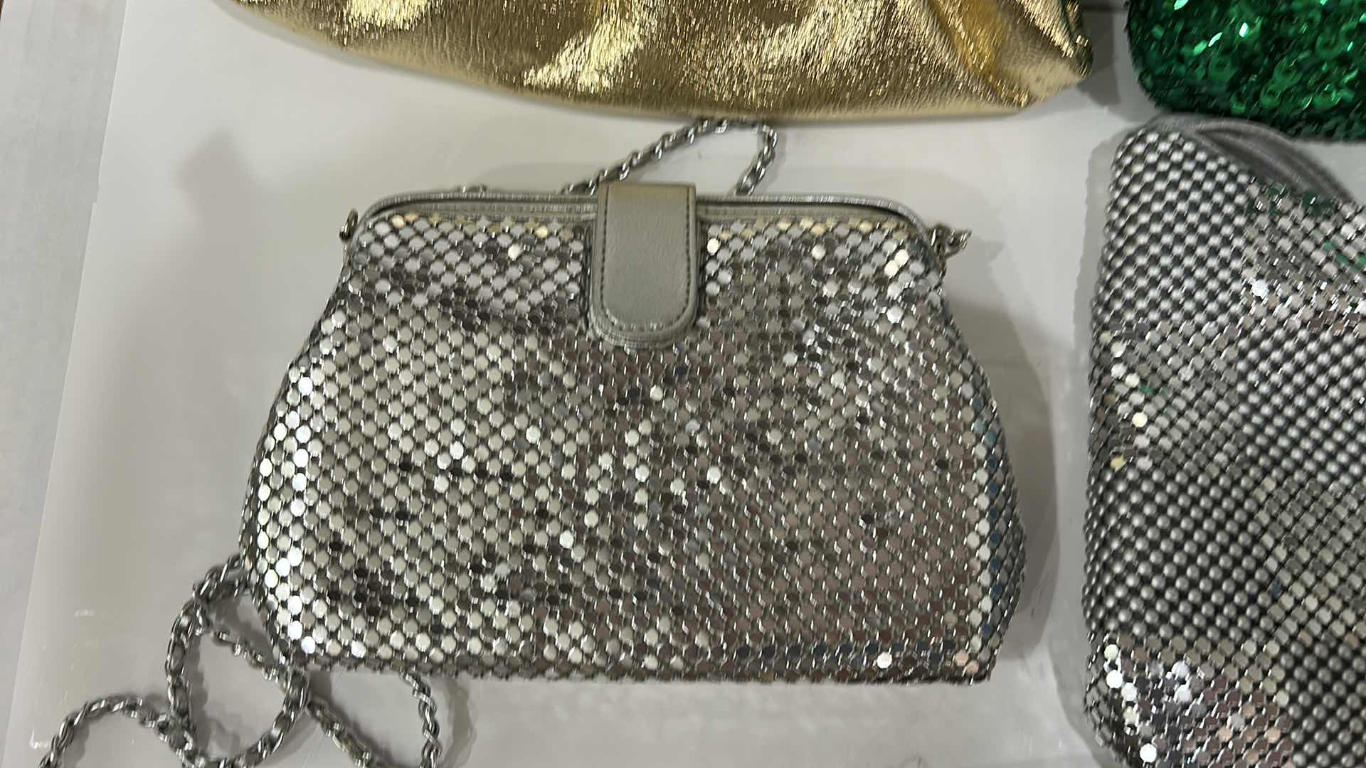 Photo 1 of 5 VINTAGE EVENING CLUTCHES / THREE OUT OF THE FIVE BAGS ARE ICONIC METAL MESH BAGS