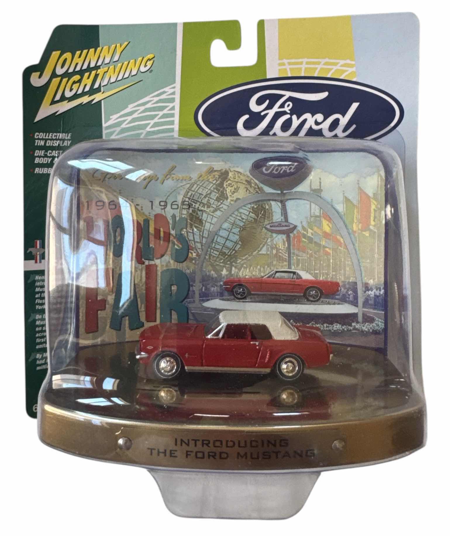 Photo 1 of VINTAGE 1964 1/2 FORD MUSTANG JOHNNY LIGHTNING, COLLECTIBLE TIN DISPLAY, DIE-CAST METAL BODY & CHASSIS, RUBBER TIRES