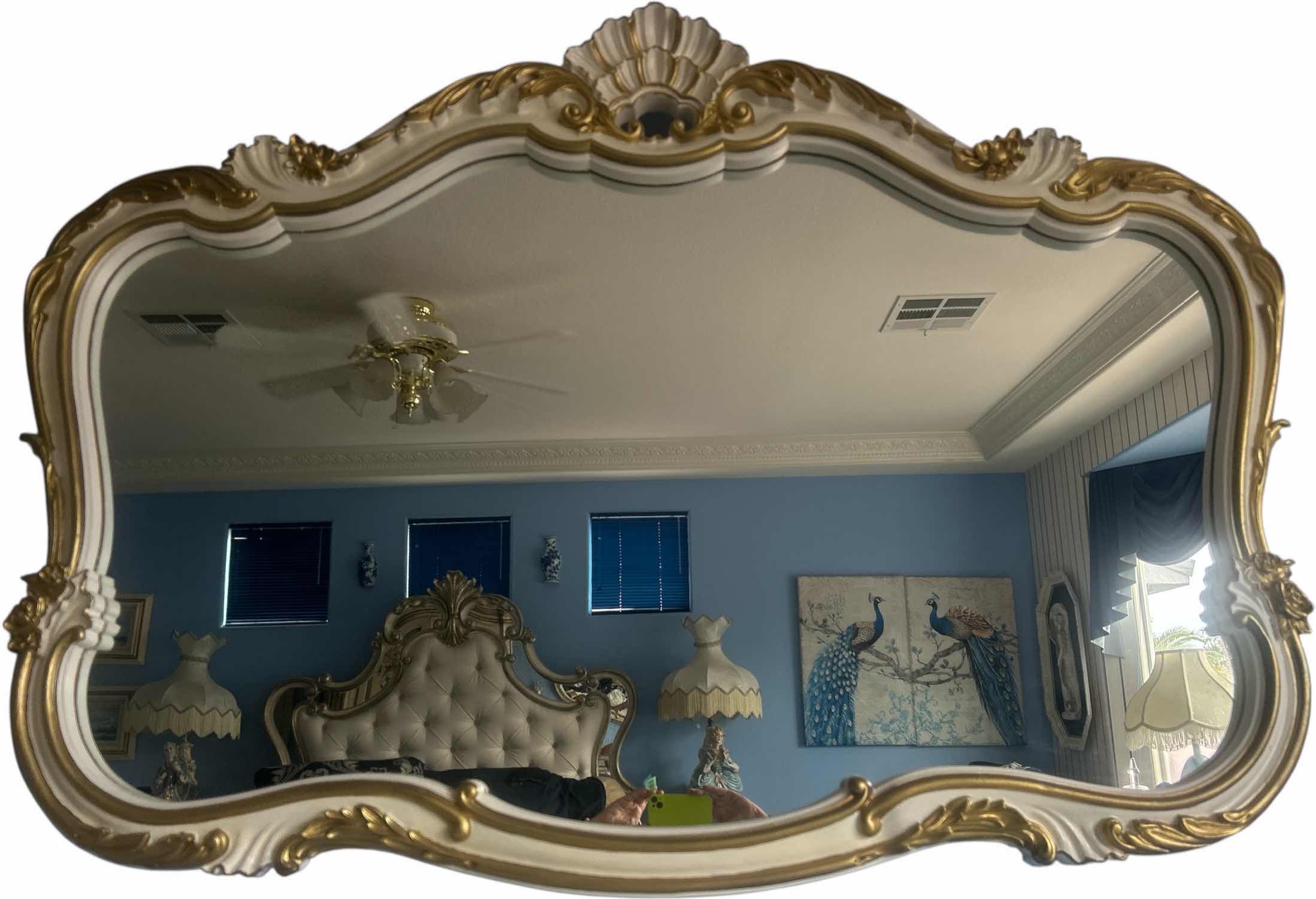 Photo 1 of ORNATE VINTAGE GOLD AND WHITE MIRROR 63“ x H47“