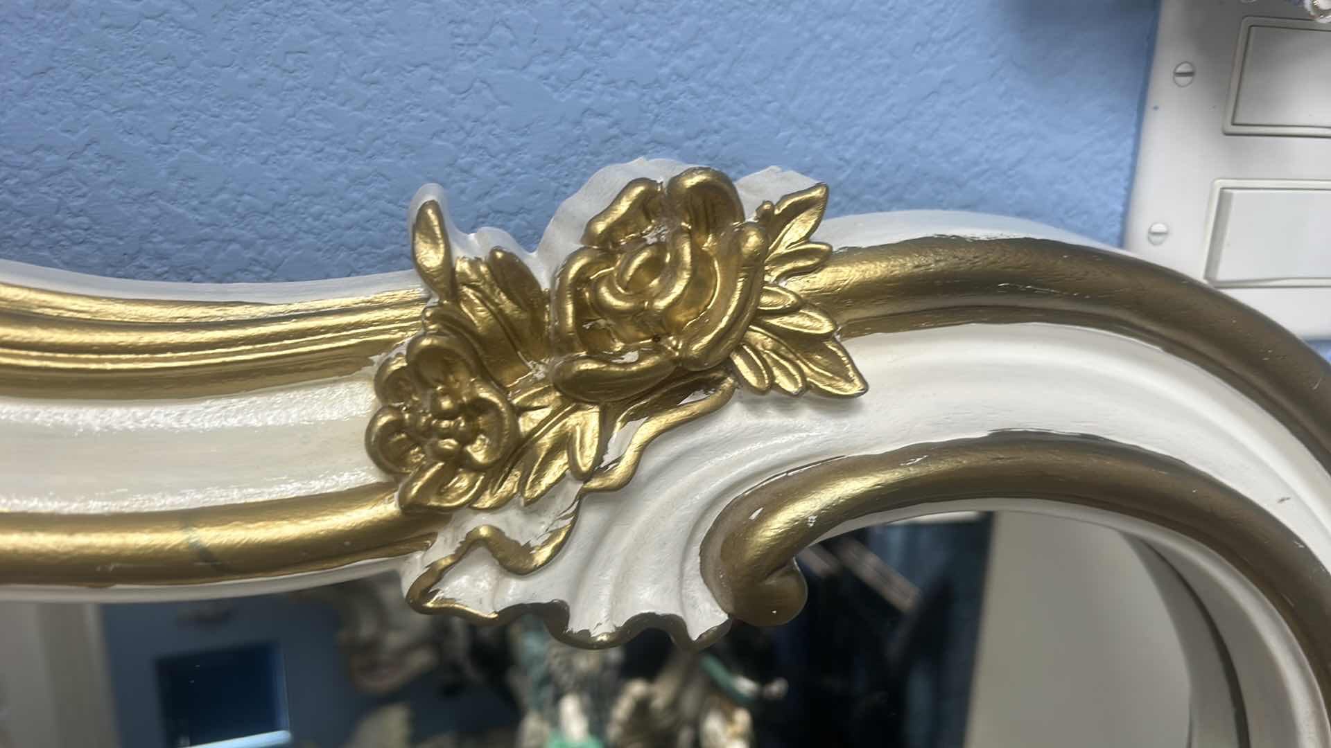 Photo 1 of ORNATE VINTAGE GOLD AND WHITE MIRROR 63“ x H47“