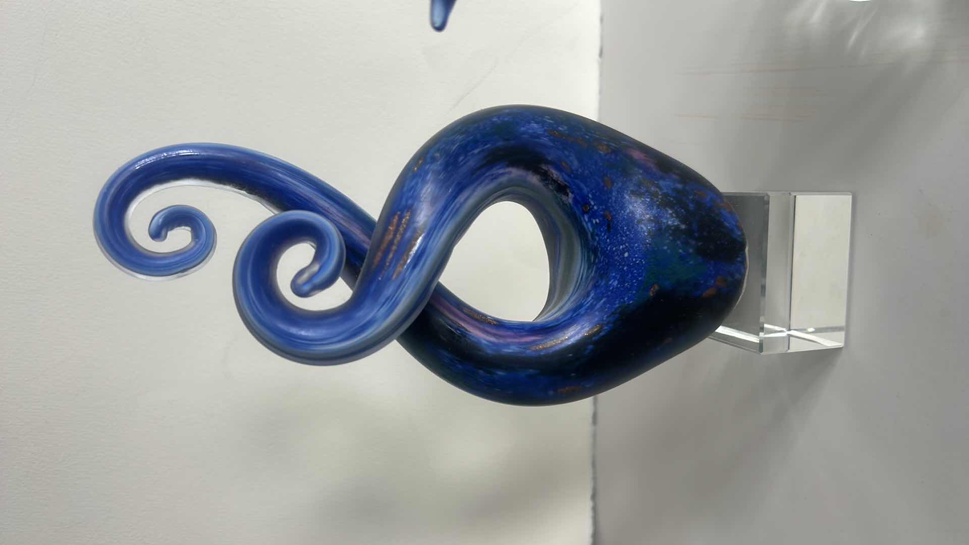 Photo 1 of 2 ART GLASS PIECES, DOLHIN AND WAVES H11”