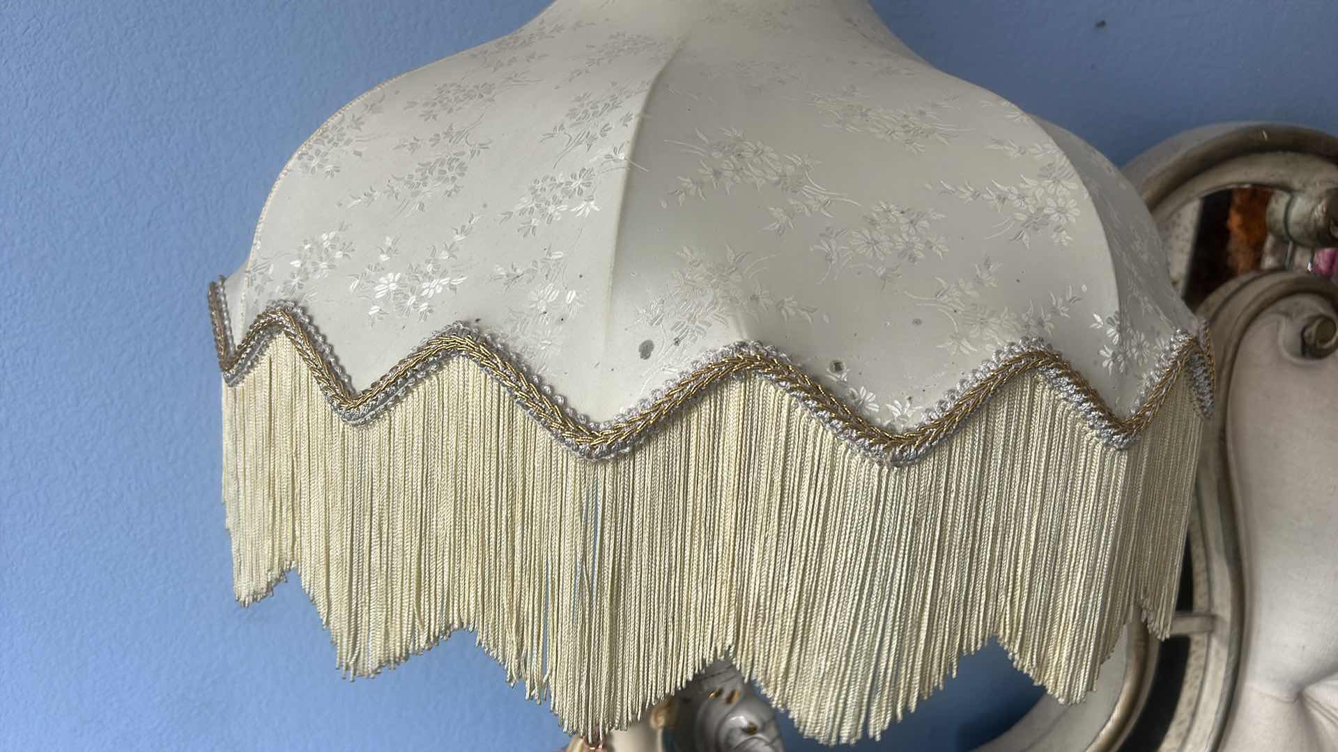 Photo 1 of PORCELAIN LAMP MADE IN ITALY WITH VINTAGE SHADE H46”
