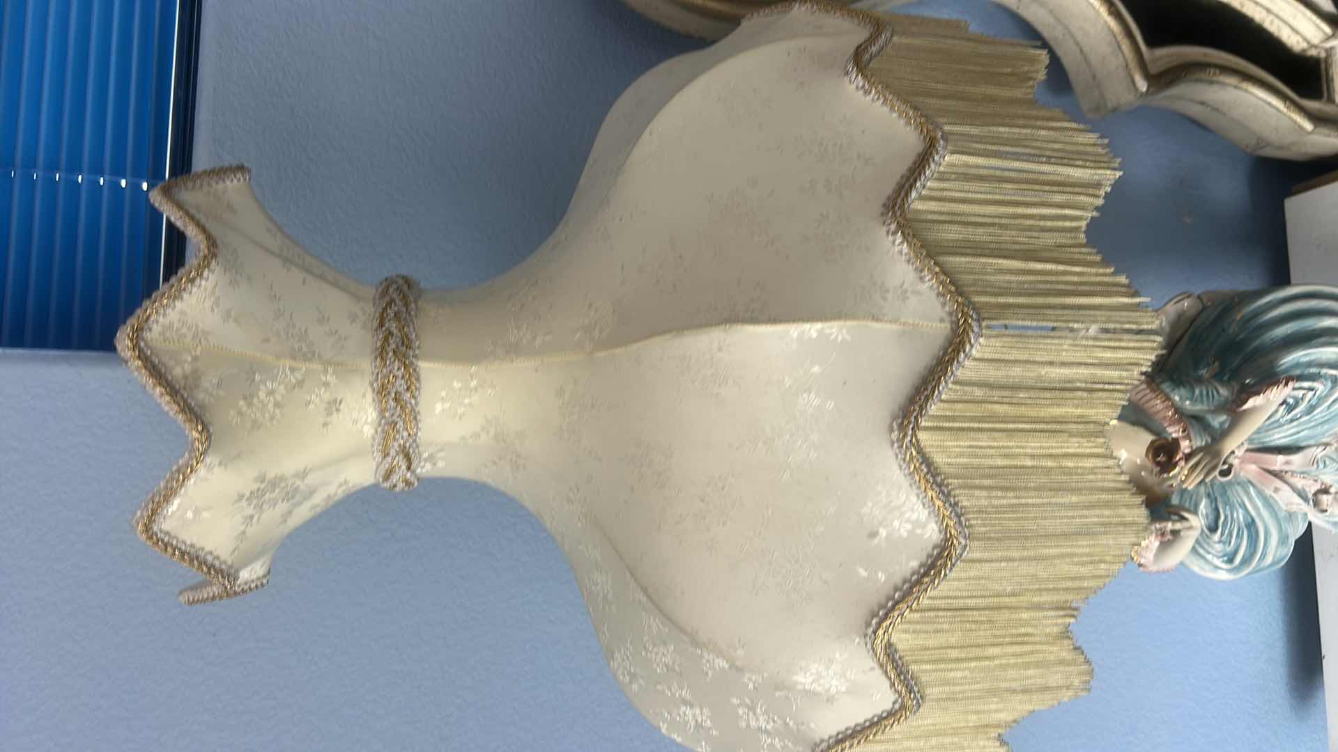 Photo 1 of PORCELAIN LAMP MADE IN ITALY WITH VINTAGE SHADE H46”