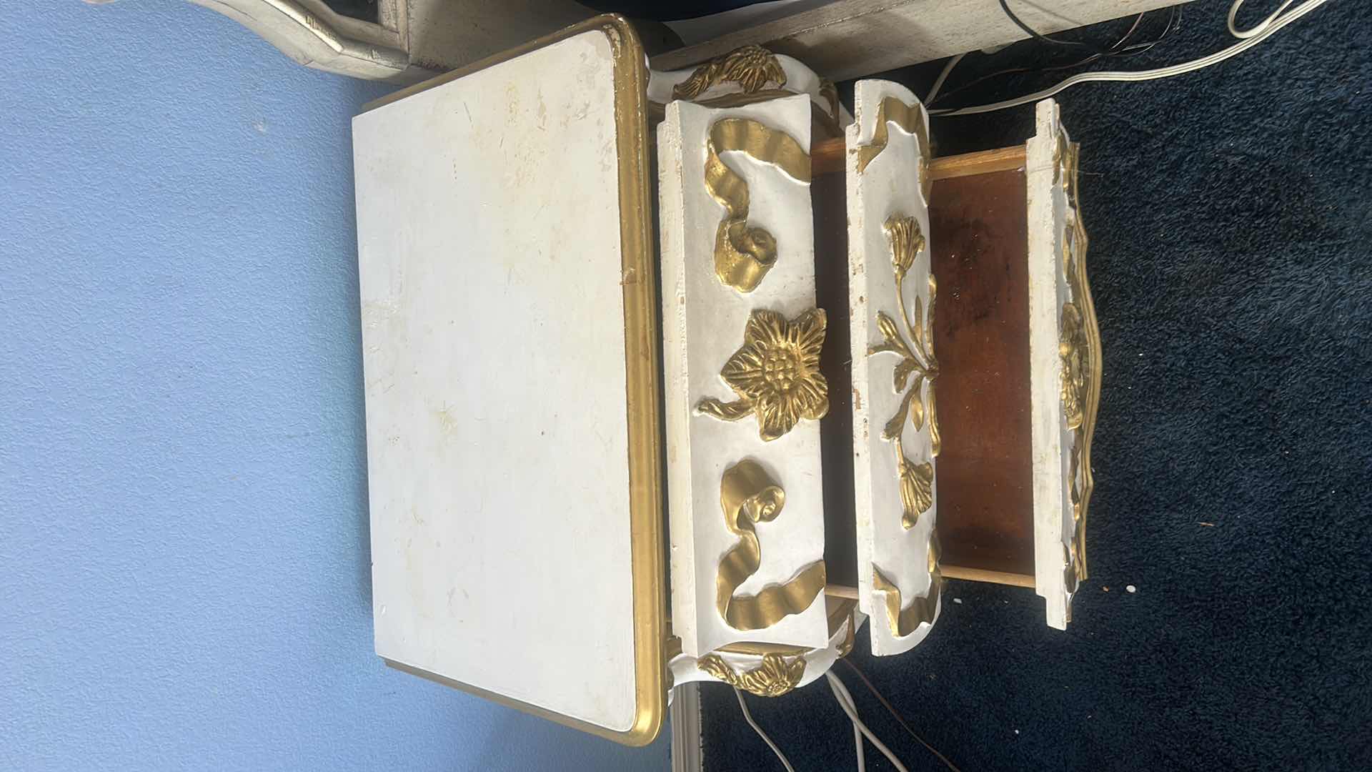 Photo 1 of GOLD AND WHITE 3 DRAWER NIGHTSTAND 27“ x 18 1/2“ x H24“