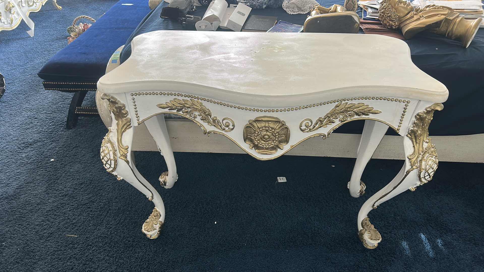 Photo 1 of GOLD AND WHITE SOFA/ENTRY TABLE 42“ x 21 1/2“ x H31 1/2“