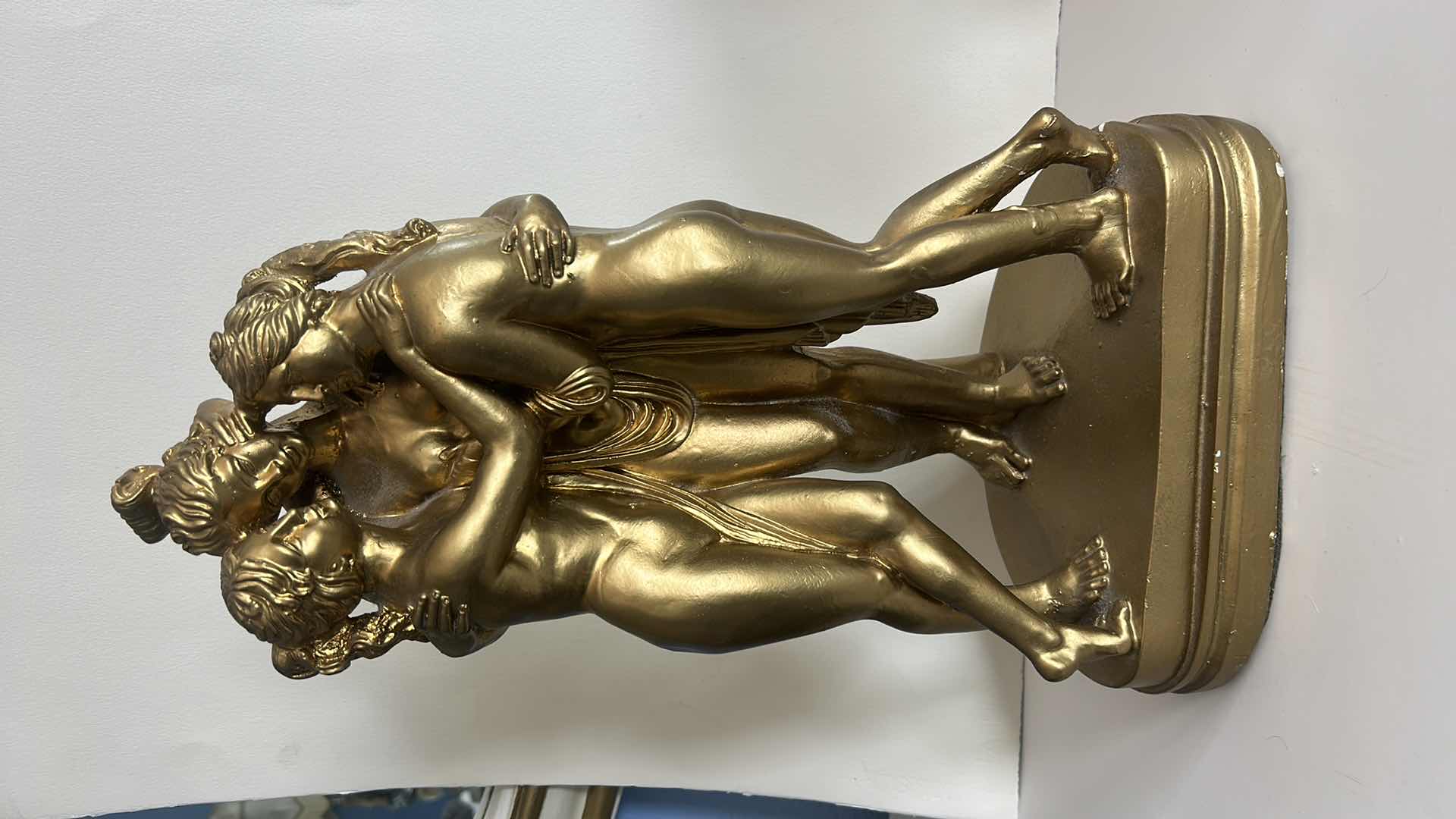 Photo 1 of GOLD PAINTED PLASTER GOLD STATUE OF THE THREE GRACES, H 18”