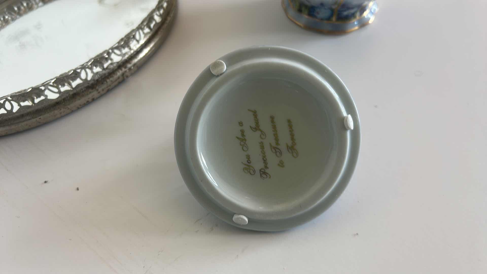 Photo 1 of VINTAGE COLLECTION- PERFUME BOTTLES, NUMBERED MUSIC BOX “WHISPERING WINGS” AND TRAY