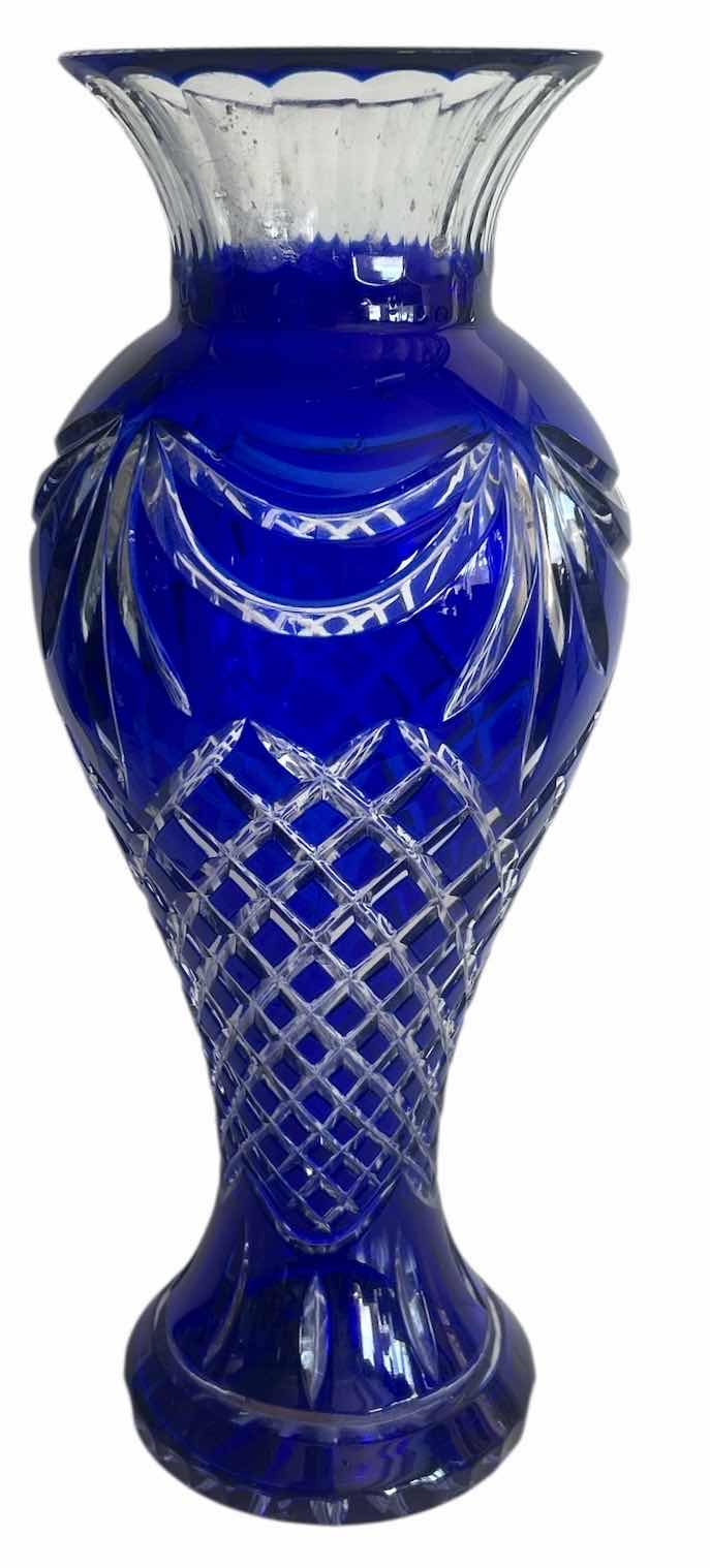 Photo 1 of PRINCE EDWARD H16” CUT CRYSTAL BLUE VASE