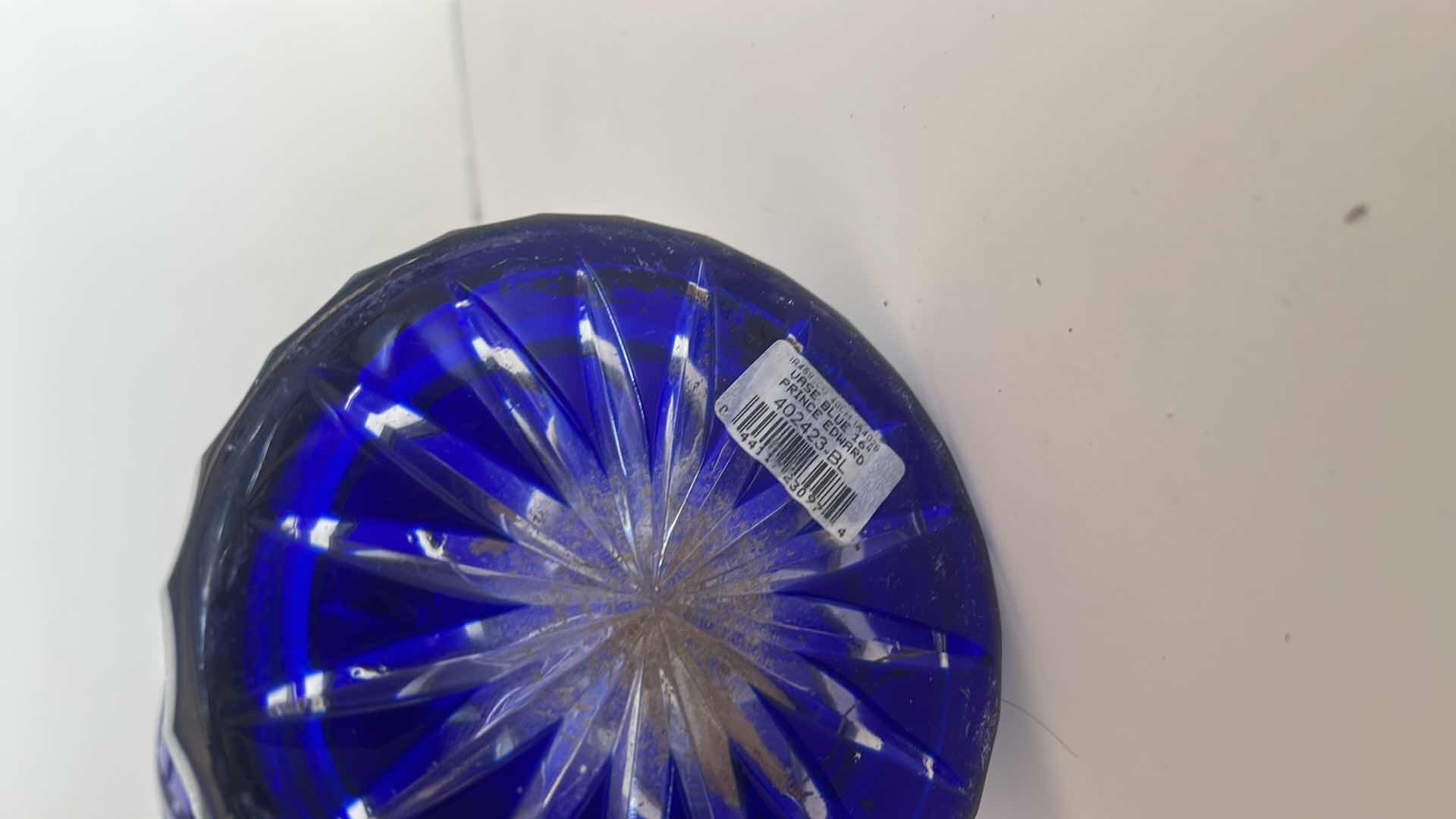 Photo 1 of PRINCE EDWARD H16” CUT CRYSTAL BLUE VASE