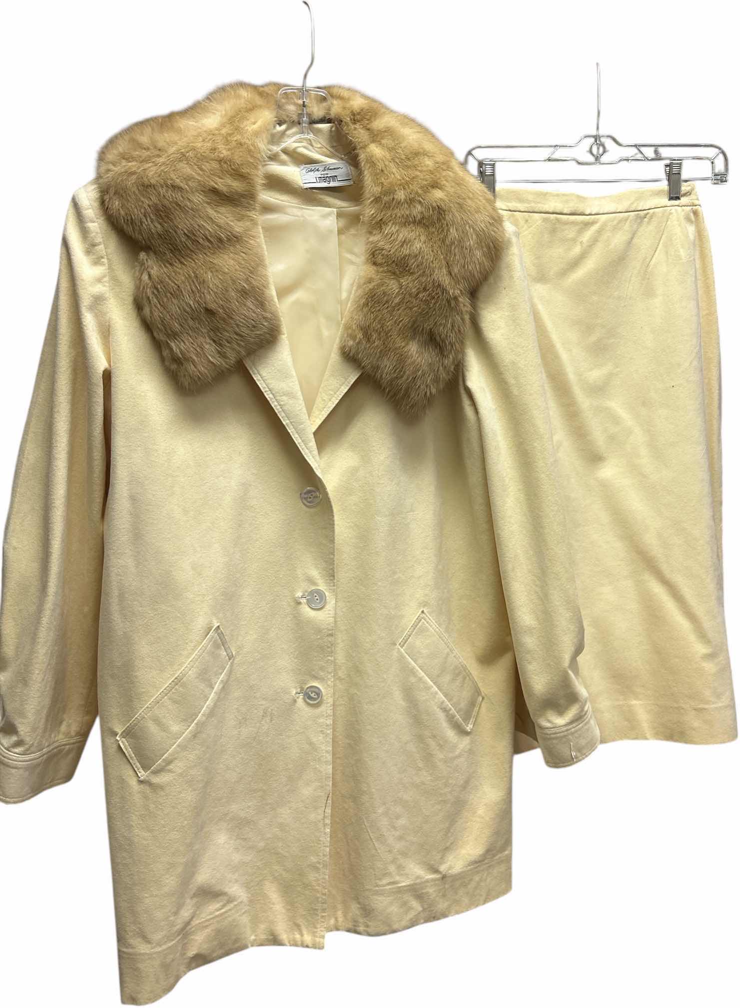 Photo 1 of WOMENSWEAR/ VINTAGE I MAGNUM 2 PC SKIRT AND JACKET WITH FUR COLLAR ESTIMATED SIZE 8/10