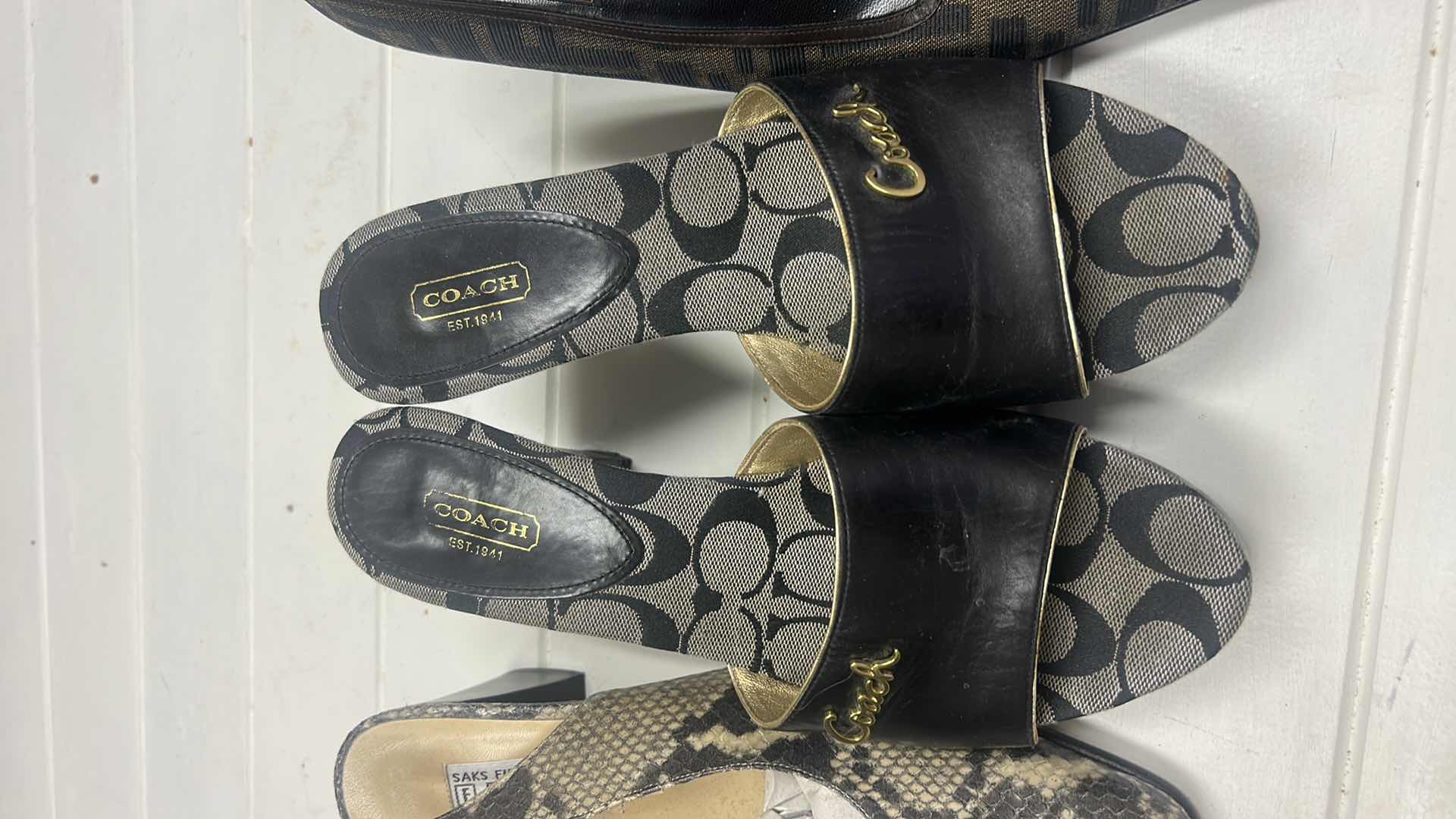 Photo 1 of 3 PAIRS WOMENS DESIGNER SHOES- COACH, FENDI & SAKS FIFTH AVE SIZE 10