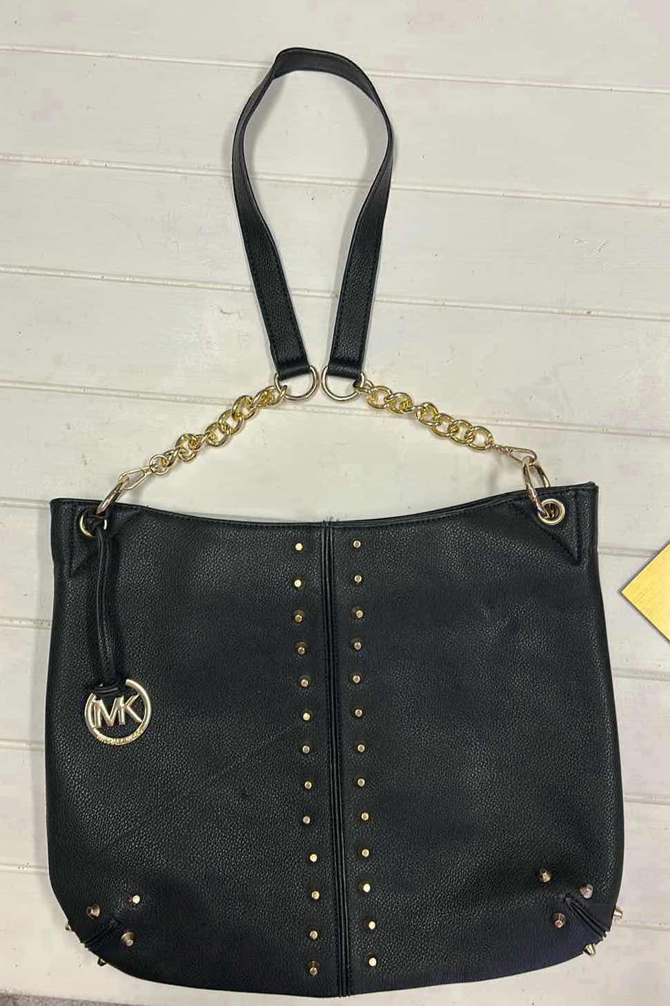 Photo 1 of MICHAEL KORS UPTOWN ASTOR STUDDED BLACK GOLD LEATHER LARGE TOTE BAG $300