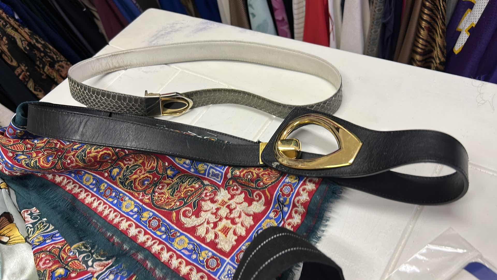 Photo 1 of WOMENS FASHION ACCESSORIES- BELTS, SCARVES, FLOWER CLIPS/PINS AND STOCKINGS