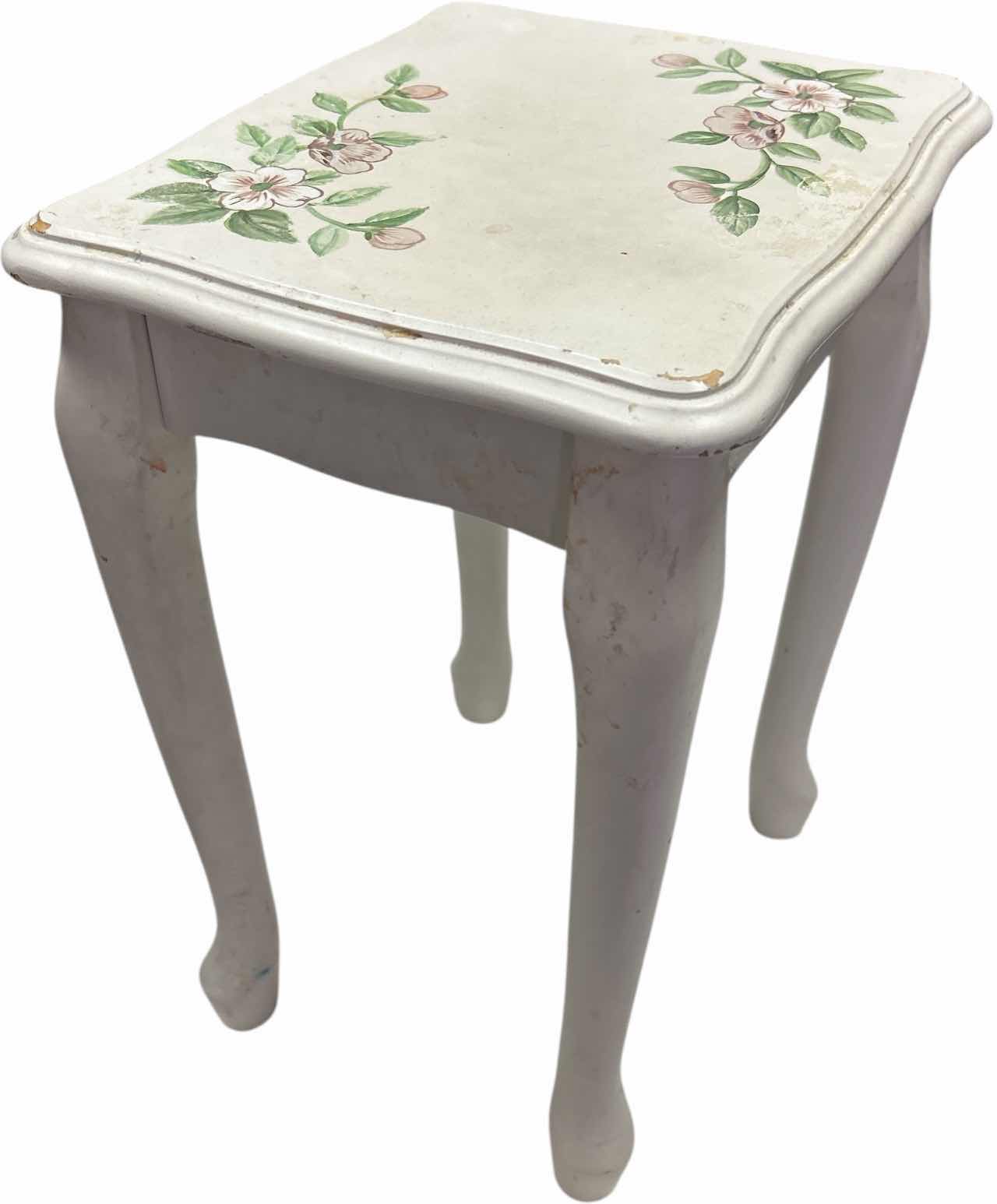 Photo 1 of TINY HAND-PAINTED TABLE 12” x 9 1/2” x H15”