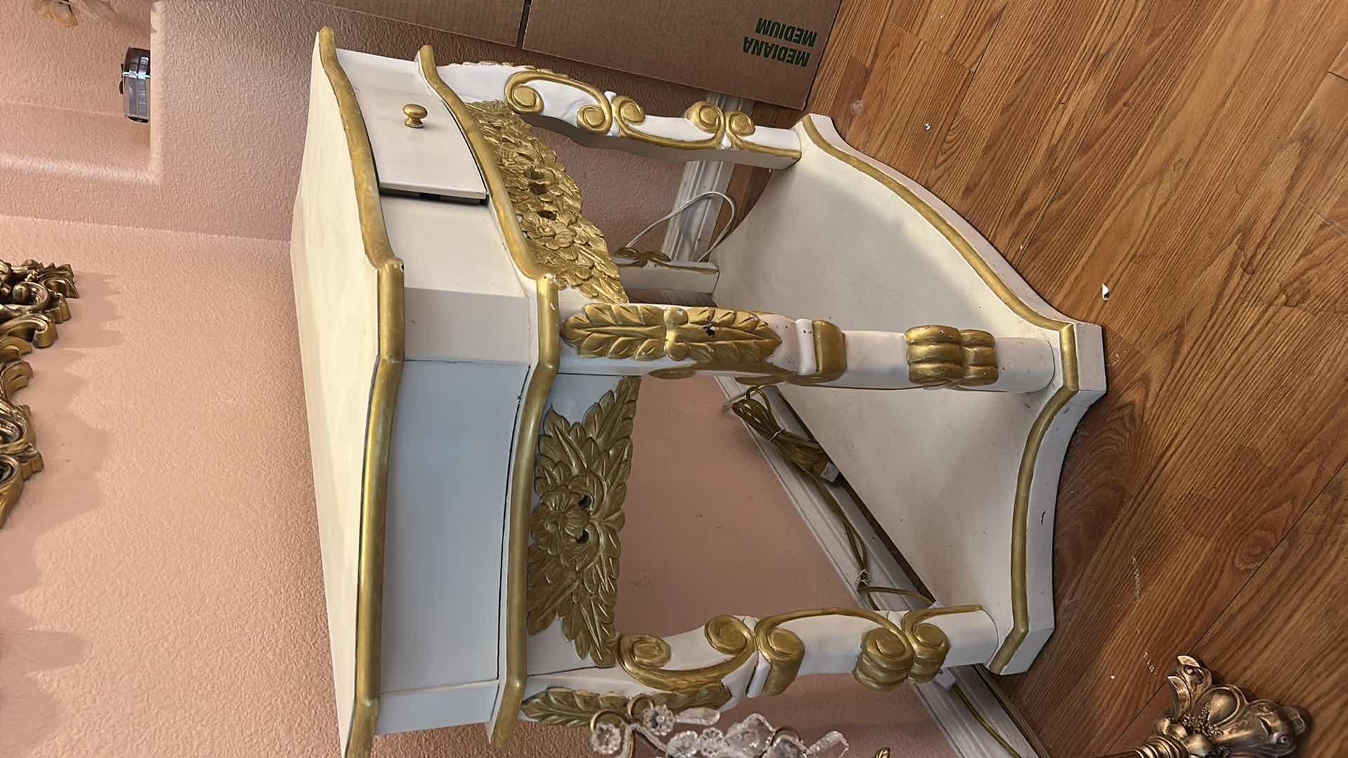 Photo 1 of GOLD AND WHITE BAROQUE STYLE PAINTED WOOD CONSOLE 35 1/2“ x 15“ x H29“
