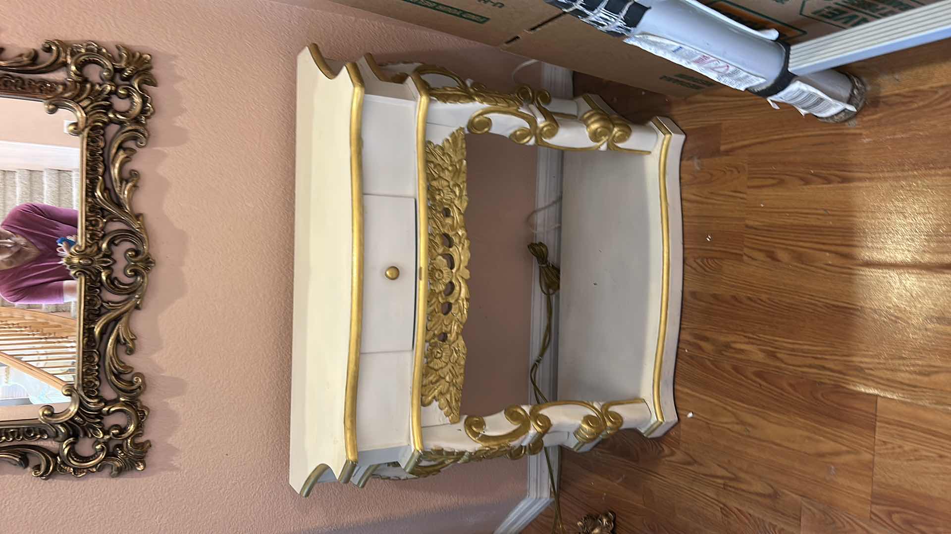 Photo 1 of GOLD AND WHITE BAROQUE STYLE PAINTED WOOD CONSOLE 35 1/2“ x 15“ x H29“