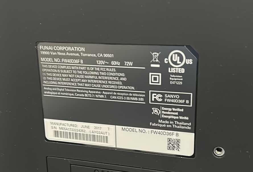 Photo 1 of SANYO 40”  TV