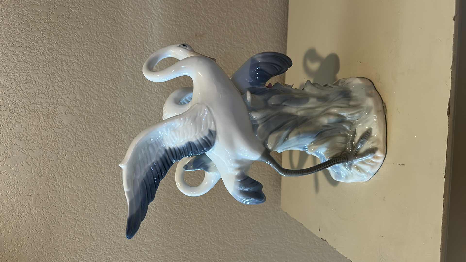 Photo 1 of PORCELAIN CRANE FIGURINE H11.5”