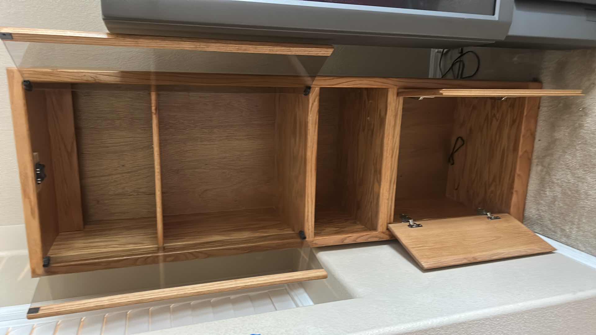 Photo 1 of WOOD CABINET WITH SMOKEY GLASS 24” X 17” X H71”