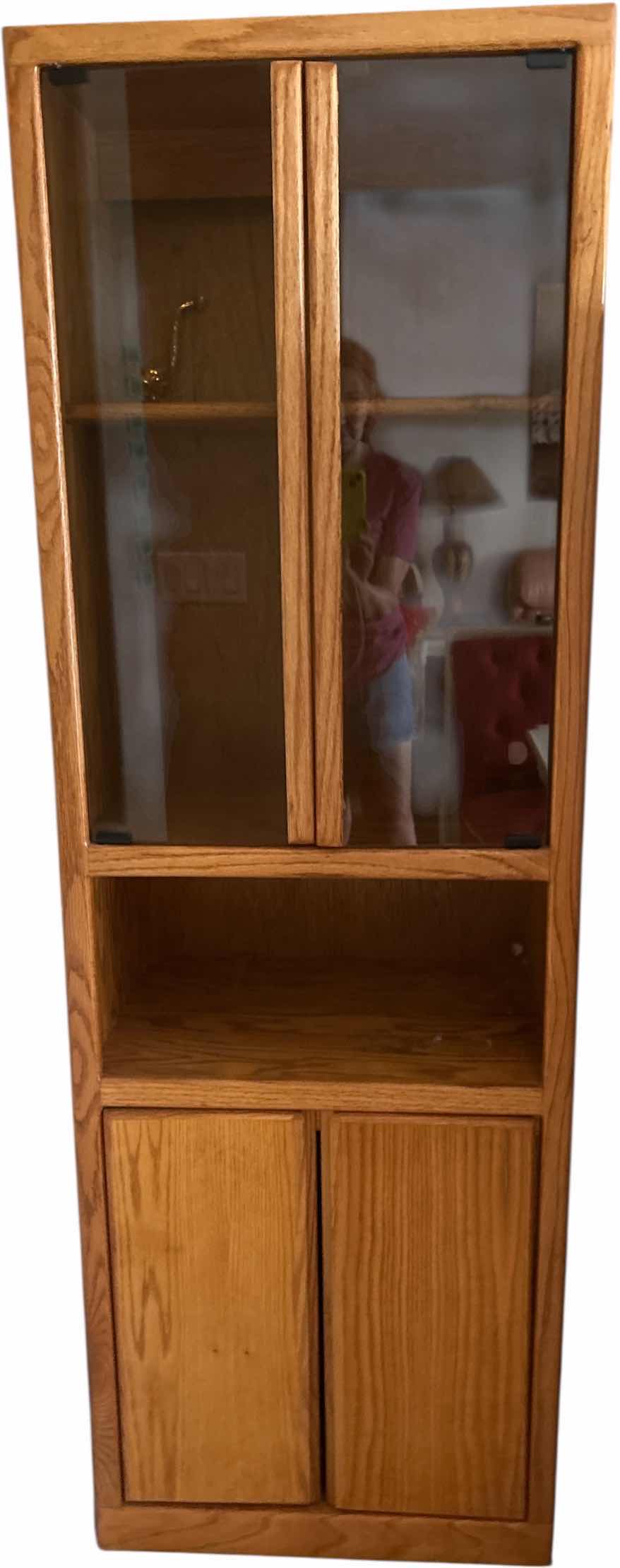 Photo 1 of WOOD CABINET WITH SMOKEY GLASS 24” X 17” X H71”