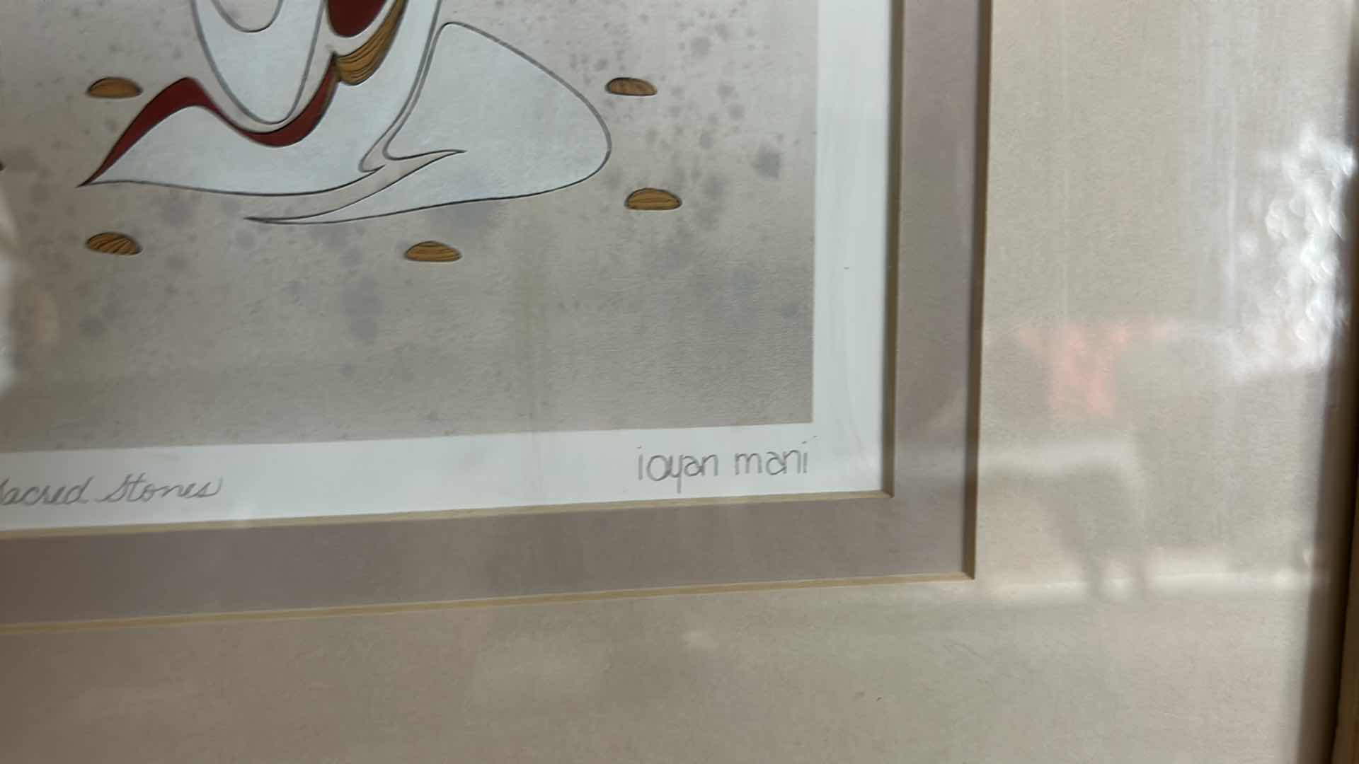Photo 1 of 2 FRAMED WATERCOLORS “A MOTHERS LOVE, THE SACRED STONES” SIGNED IOYAN MANI ARTWORK 13” x H15 1/4”